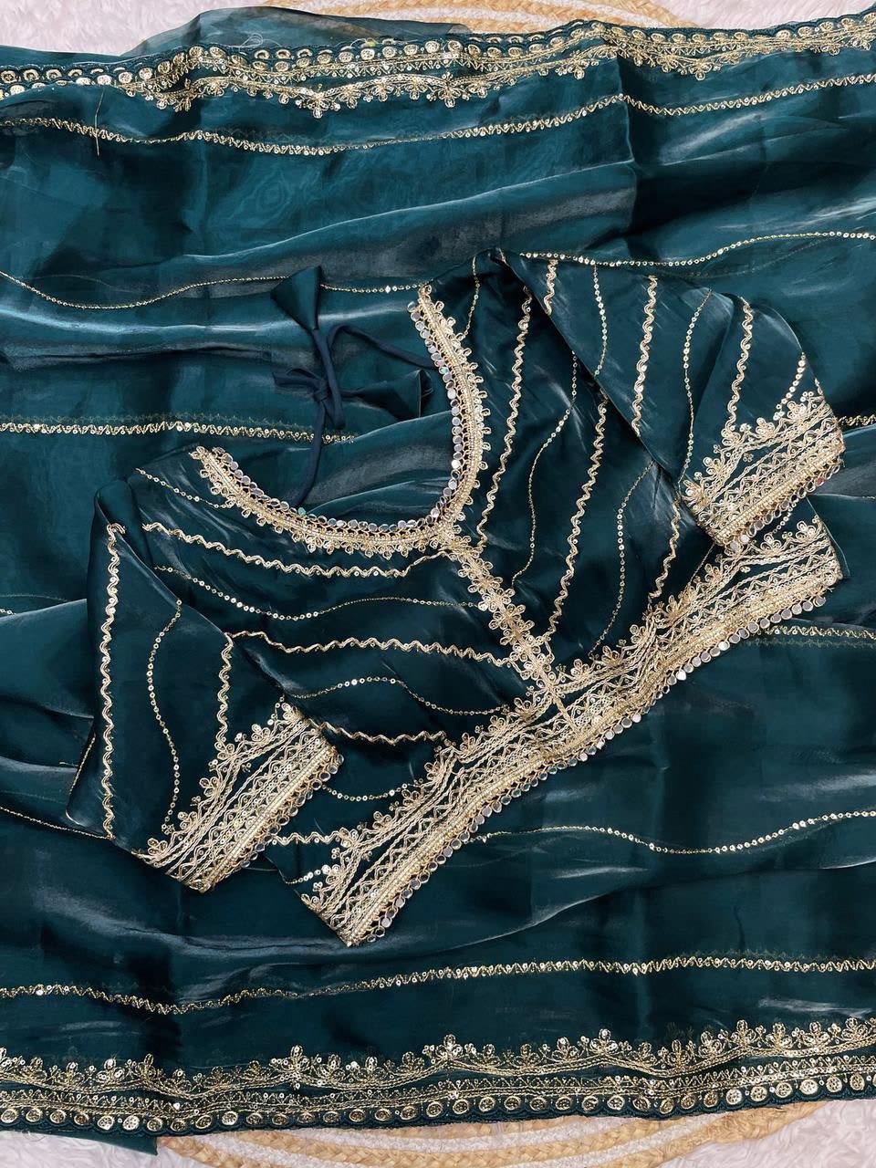 Pure Soft Jimmy Choo Silk Saree - Sequin Work - View 4