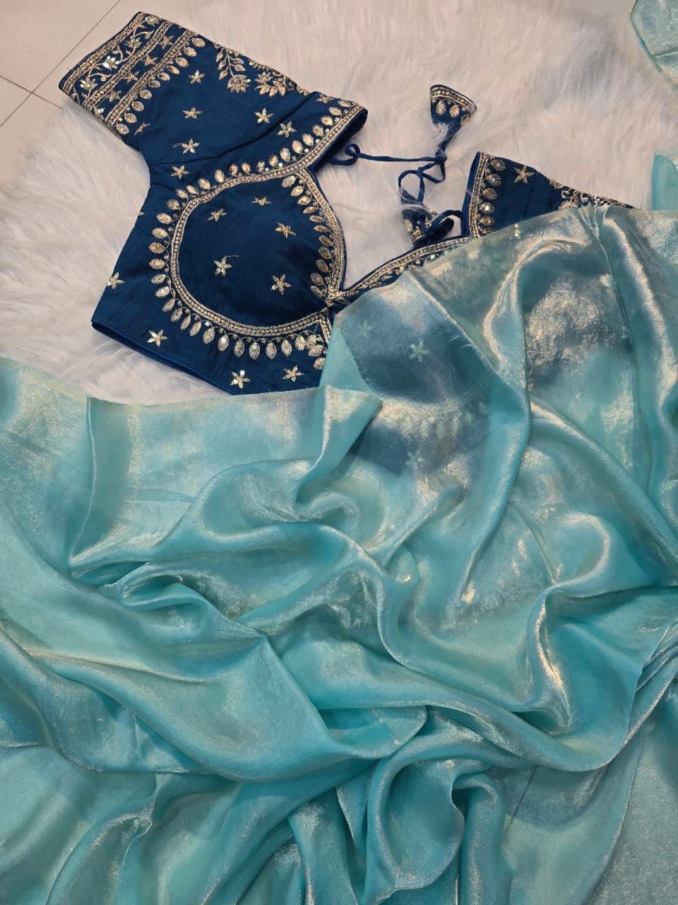 Space Silk Saree with Full Sequins Embroidery - View 6