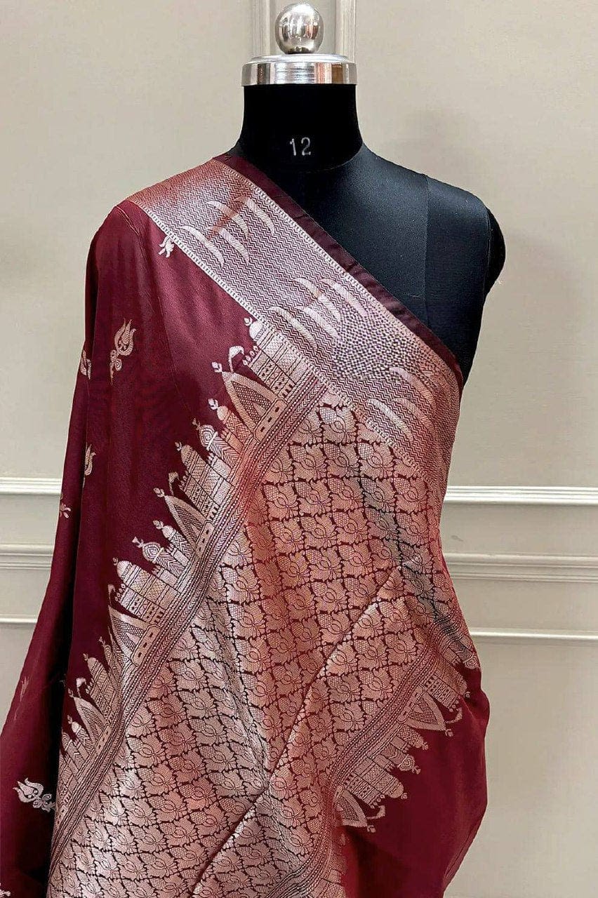 Beautiful Premium Banarasi Ghat Design Silk Saree - View 7
