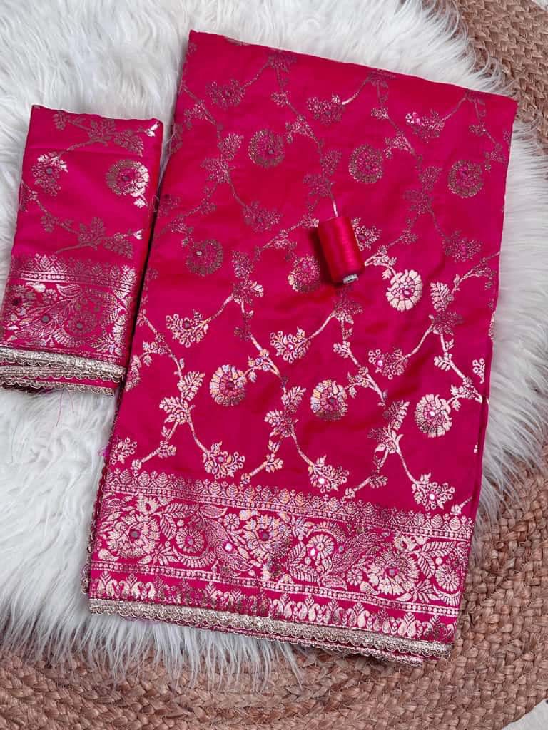 Luxurious Banarasi Zari Weave Saree with Mirror Highlights - View 6