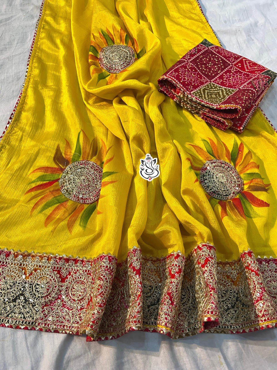 An Elegant Soft Chinon Saree With Rich Sequin Detailing