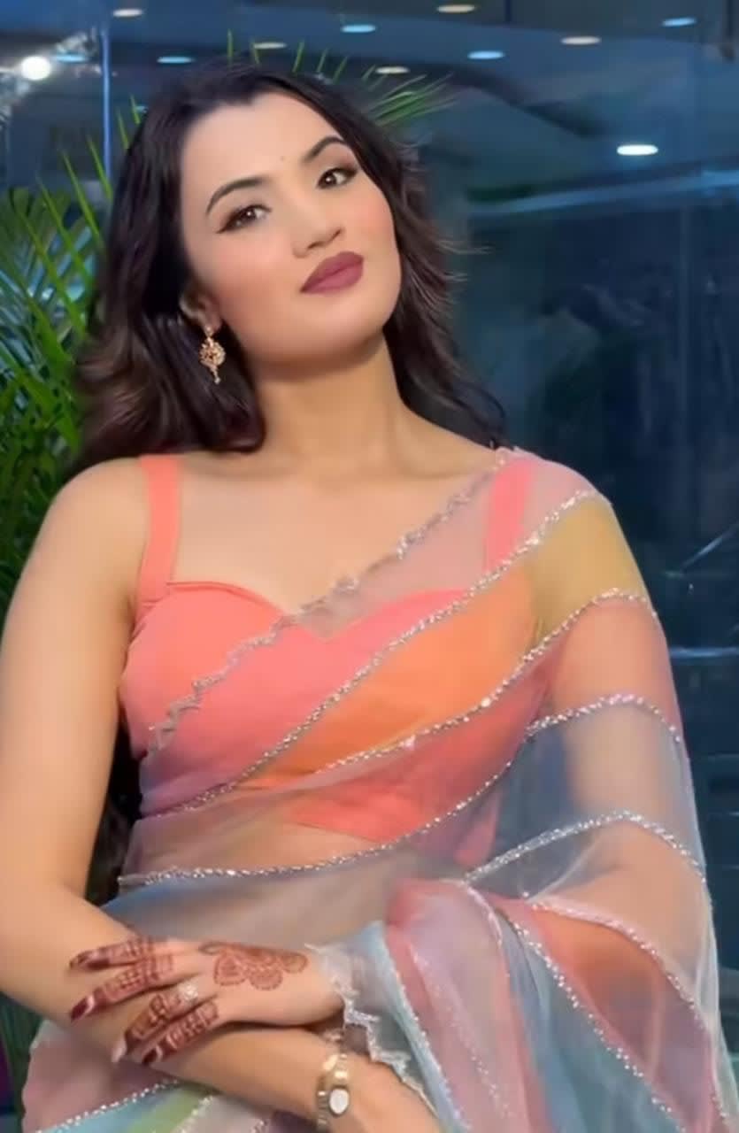 A Designer Heavy Tabby Organza Saree with Multicolor & Handcrafted Beads-Katdana Work - View 3