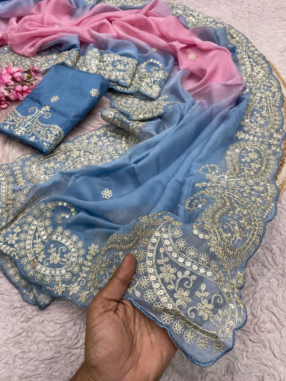 A Premium Teby Orengza Silk Digital Print Saree