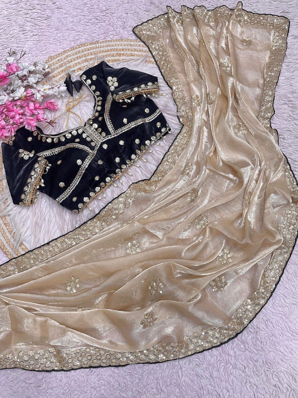 A Premium Jimmy Choo Designer Saree with Stitched Blouse