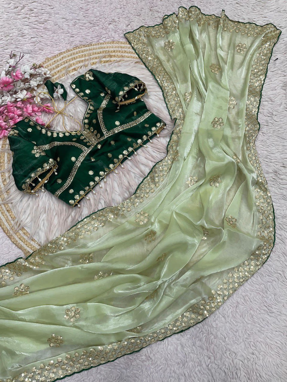 A Premium Jimmy Choo Designer Saree with Stitched Blouse - View 4