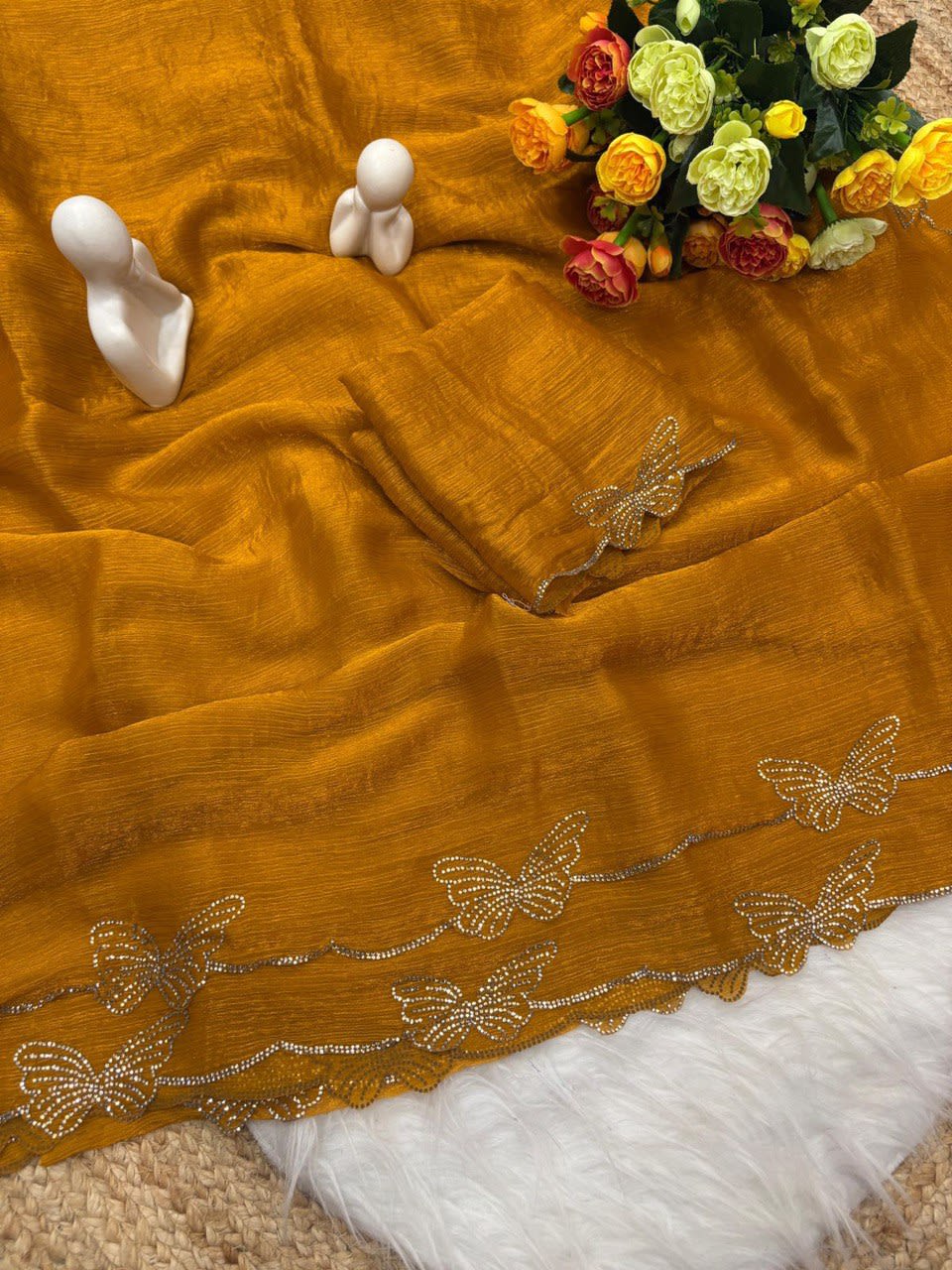 A Butterfly Concept Fandy Chiffon Silk Saree - View 3