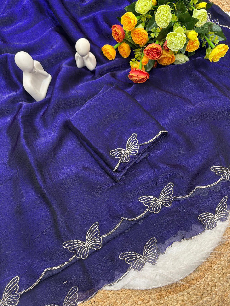 A Butterfly Concept Fandy Chiffon Silk Saree - View 4