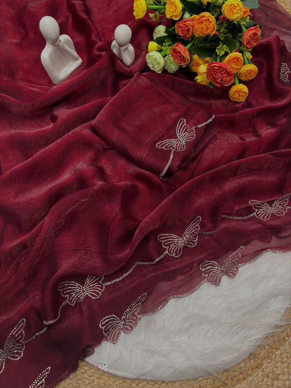 A Butterfly Concept Fandy Chiffon Silk Saree - View 5