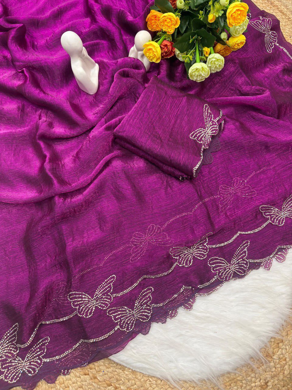 A Butterfly Concept Fandy Chiffon Silk Saree - View 6