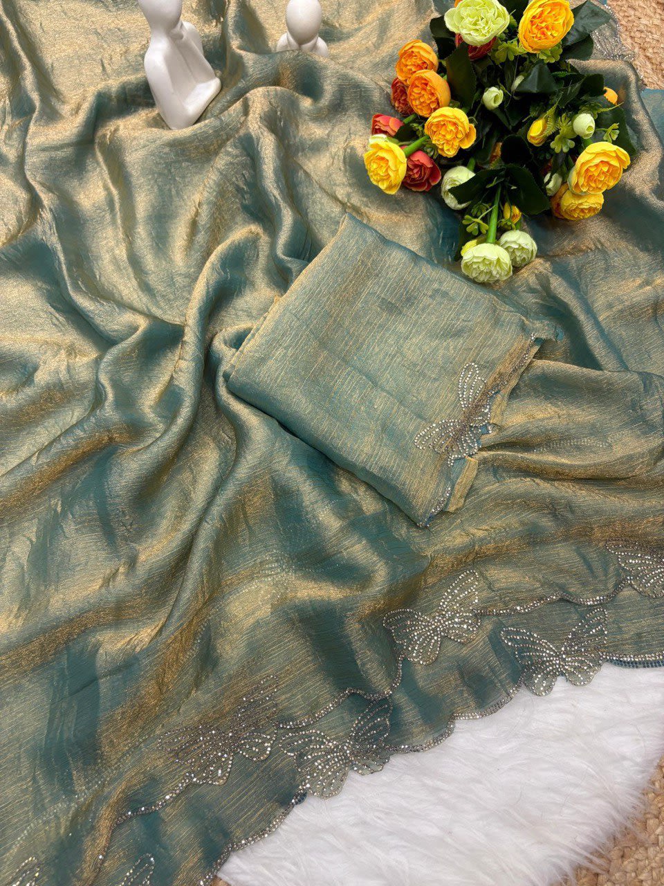 A Butterfly Concept Fandy Chiffon Silk Saree - View 7