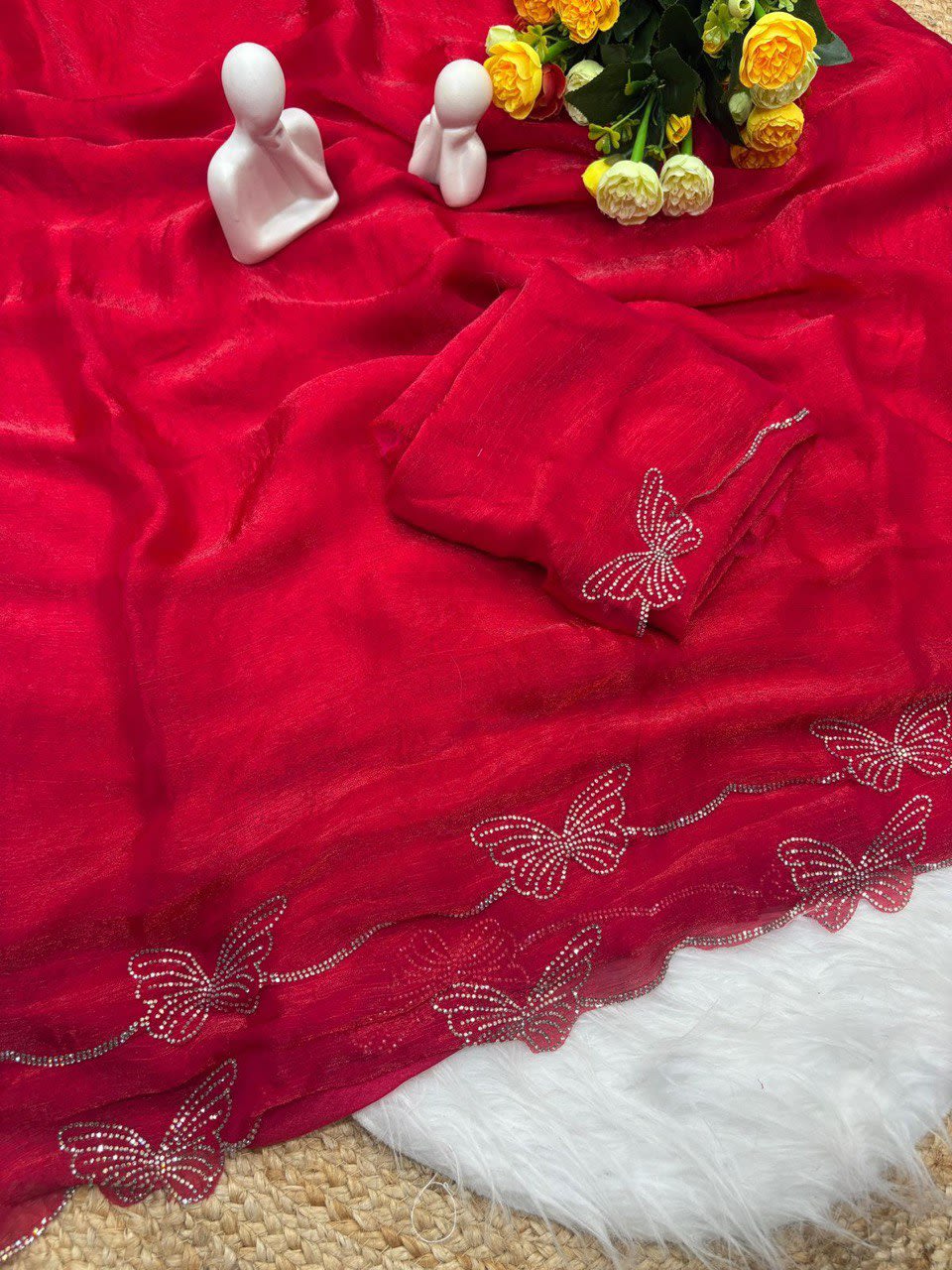 A Butterfly Concept Fandy Chiffon Silk Saree - View 9