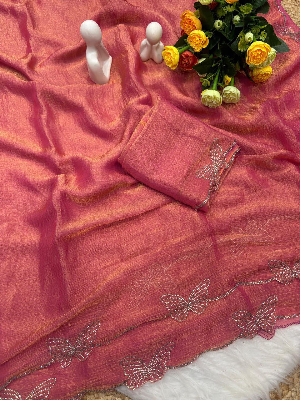 A Butterfly Concept Fandy Chiffon Silk Saree - View 10