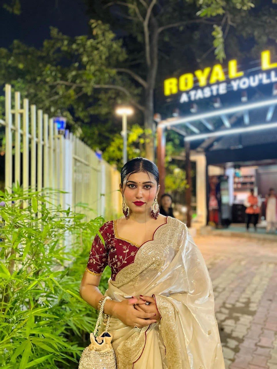 A Trending Designer Saree - Premium Jimmy Chu Fabric with Embroidery Work with Stitched Blouse - View 3