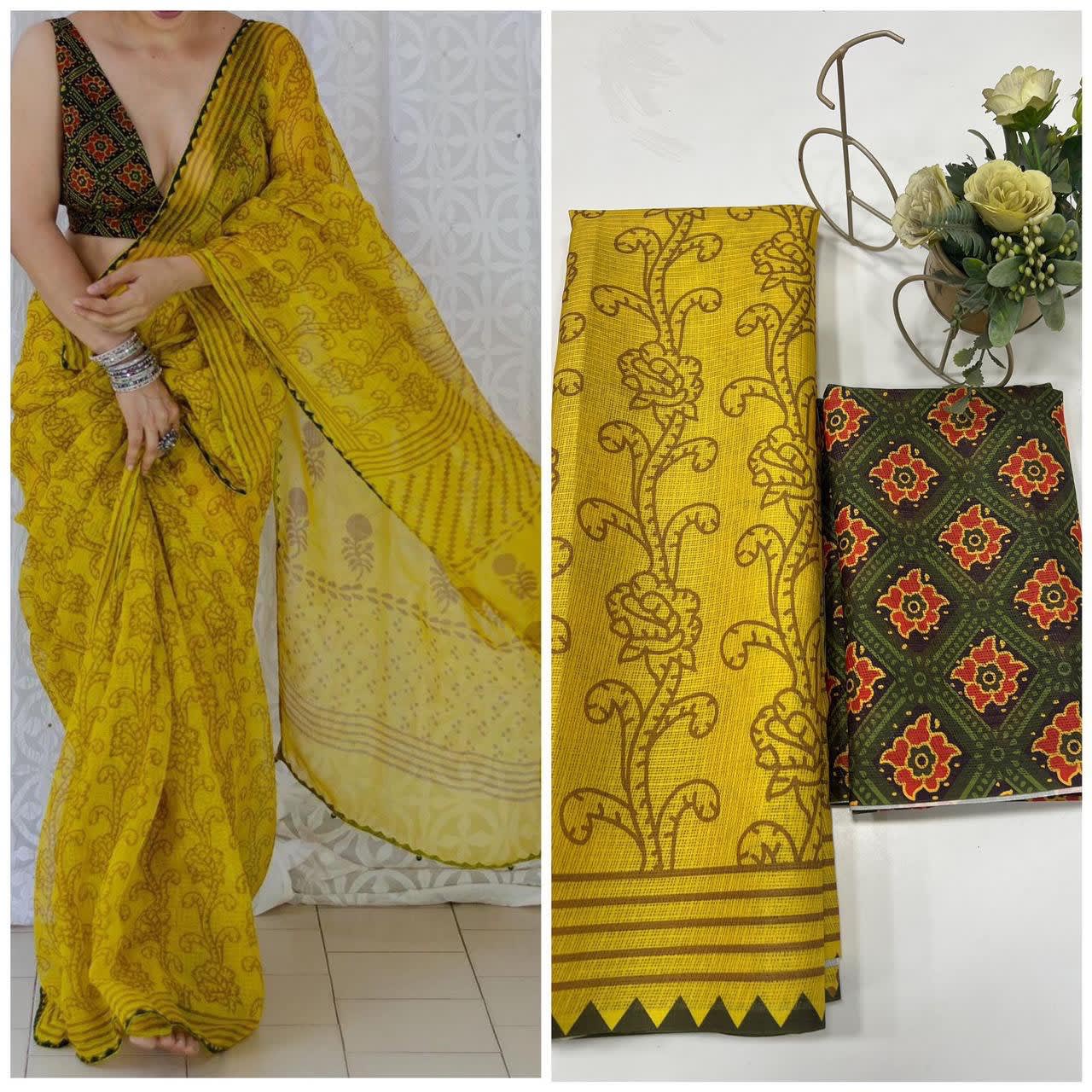 A Bollywood Collection - Sanjana Soft Munga Kota Checks Saree