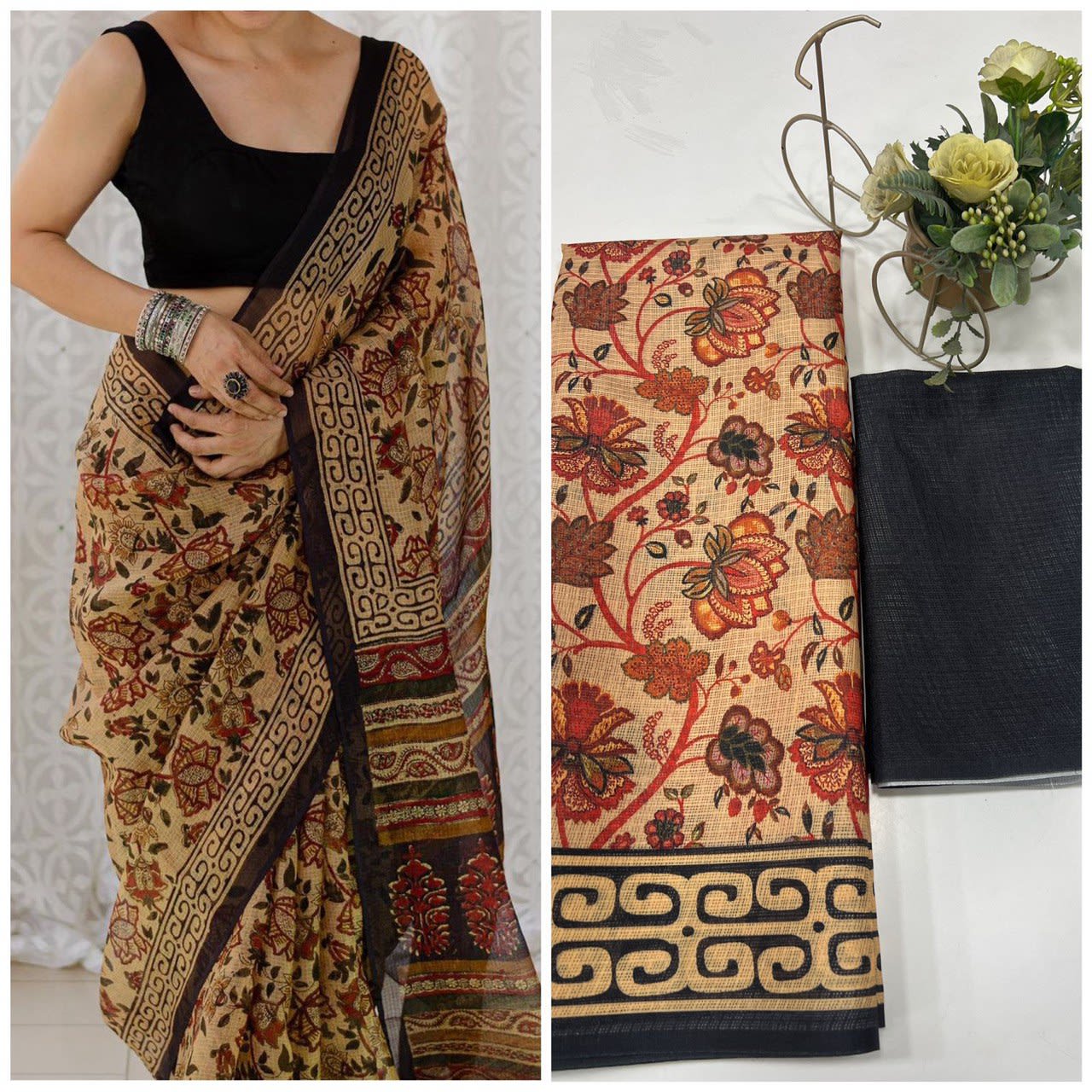 A Bollywood Collection - Sanjana Soft Munga Kota Checks Saree