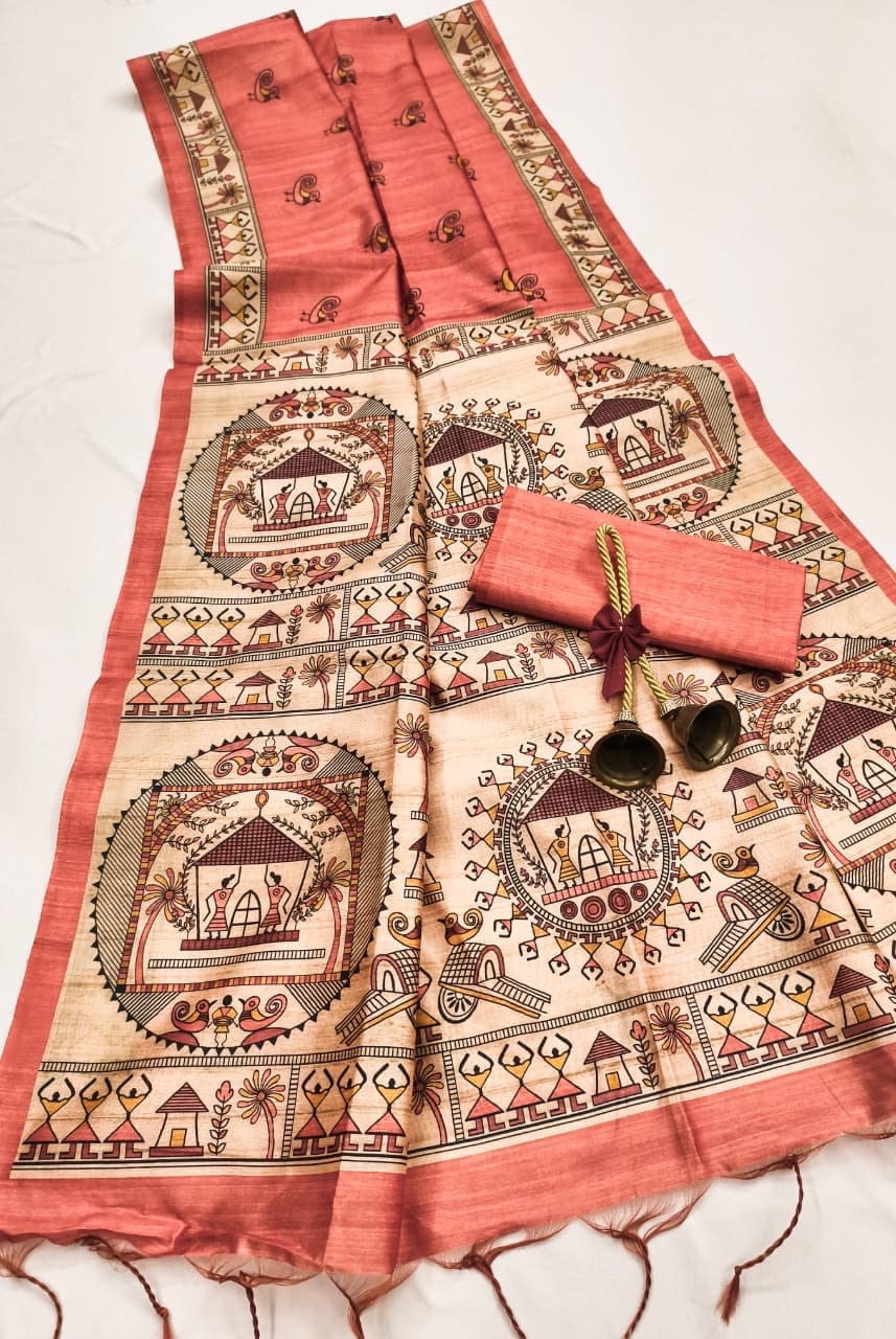A Premium Madhubani Tussar Silk Saree - View 5
