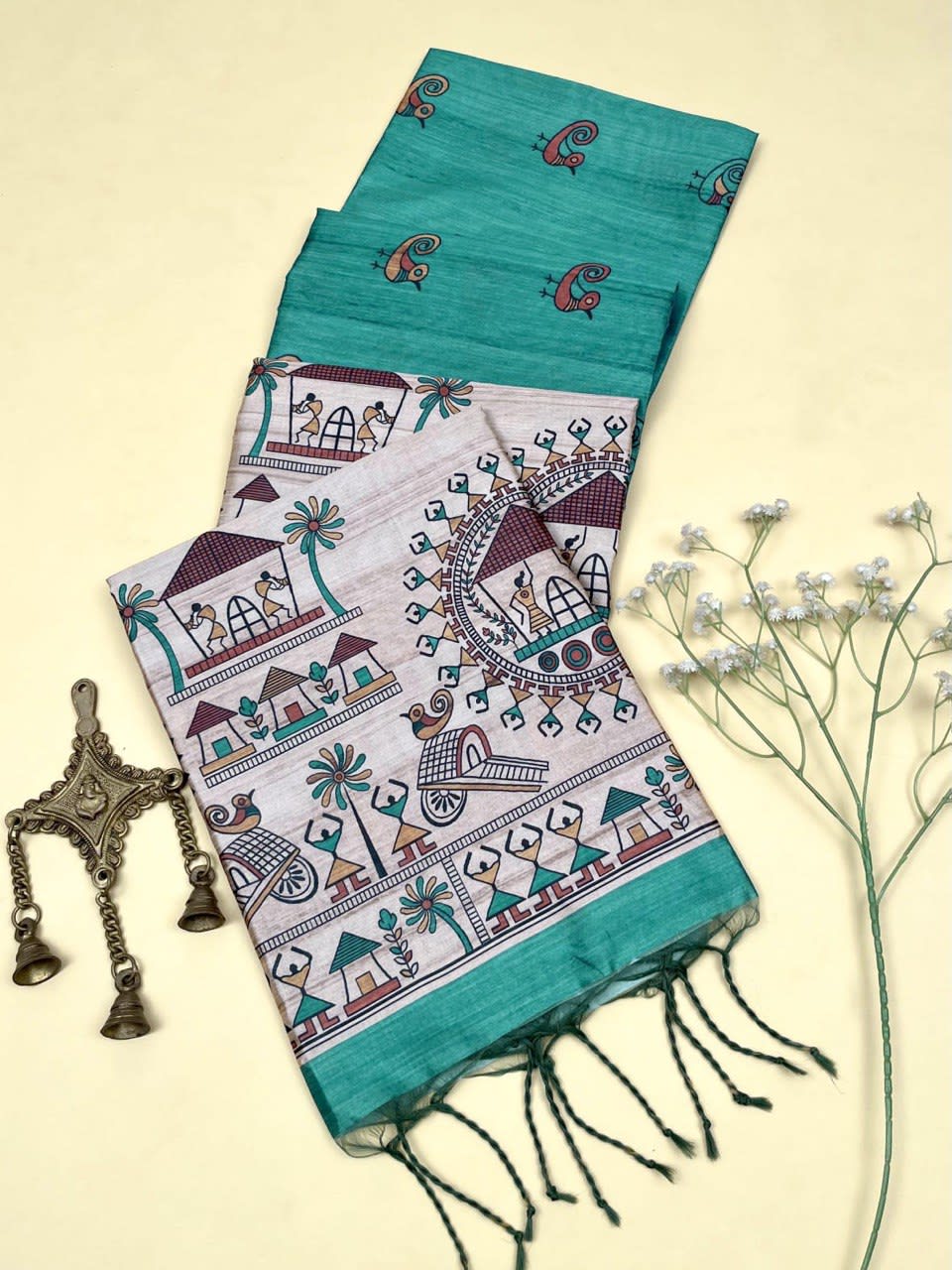 A Premium Madhubani Tussar Silk Saree - View 9