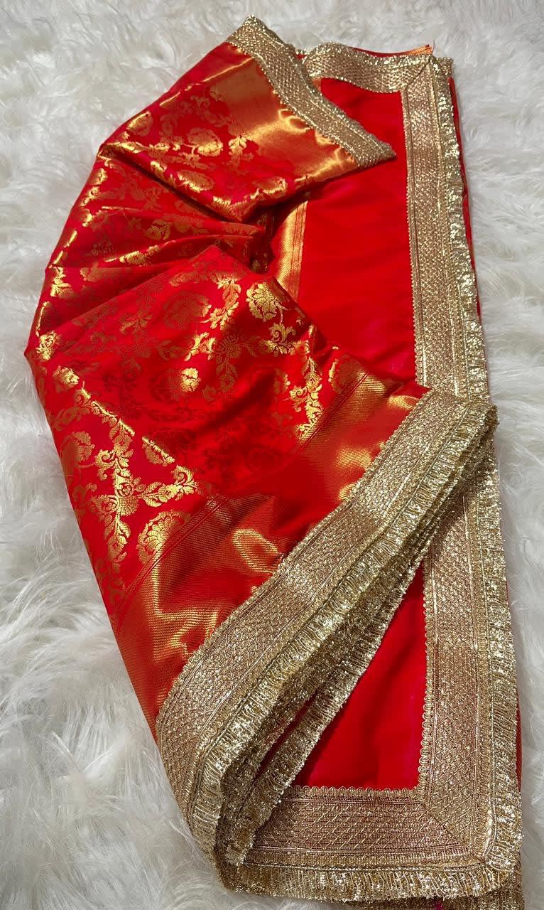 A Banarasi Tapeta Soft Silk Saree - Premium Quality (Red) - View 5