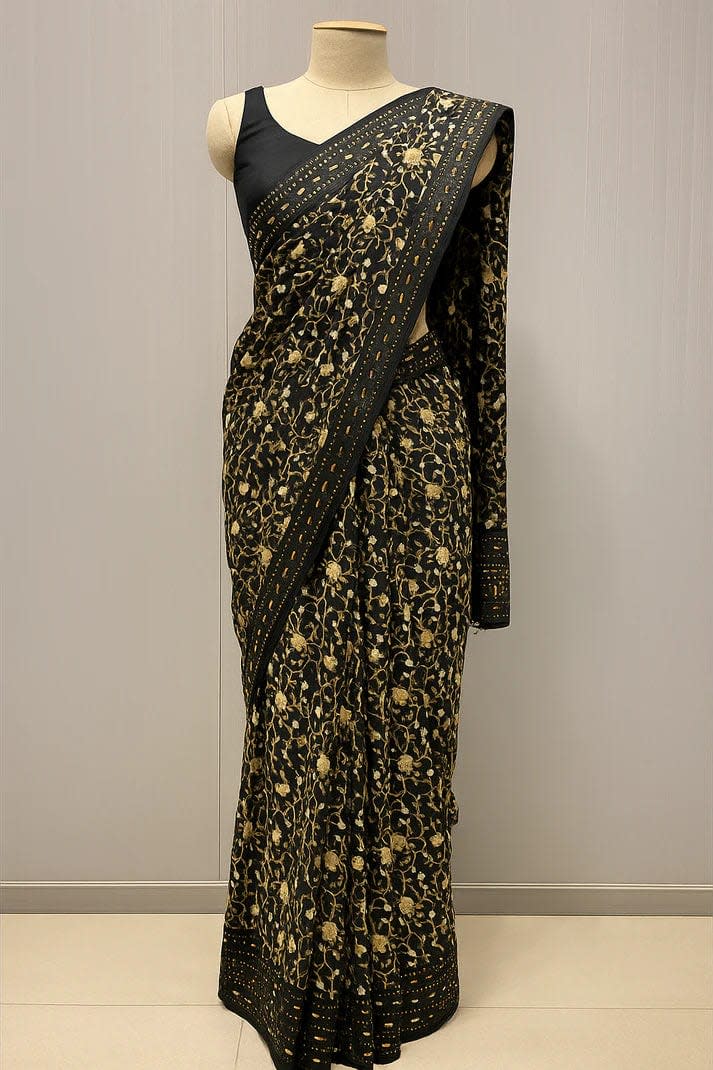 Combo: 2 Floral Sarees with Sequin Border - View 3
