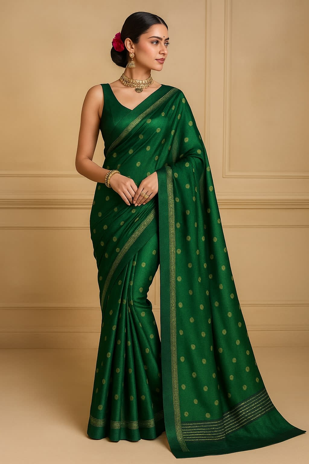Elegant Green Vichitra Silk Saree