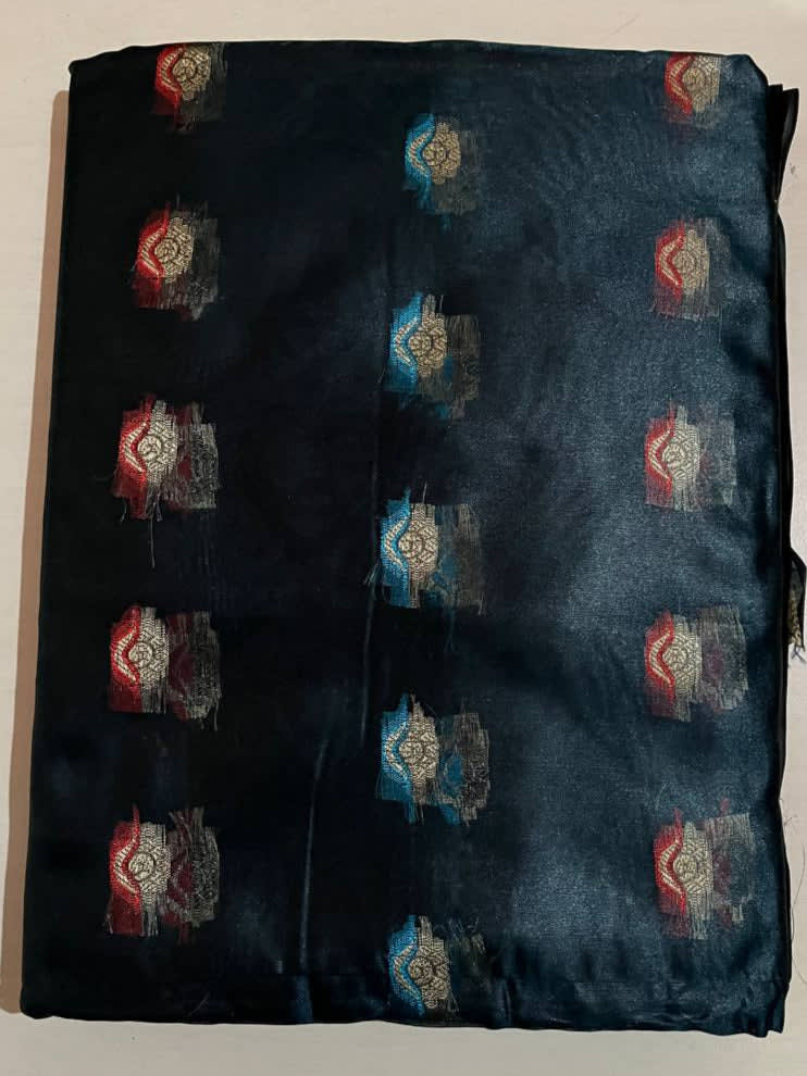 Graceful Dark Blue Organza Silk Saree - View 4