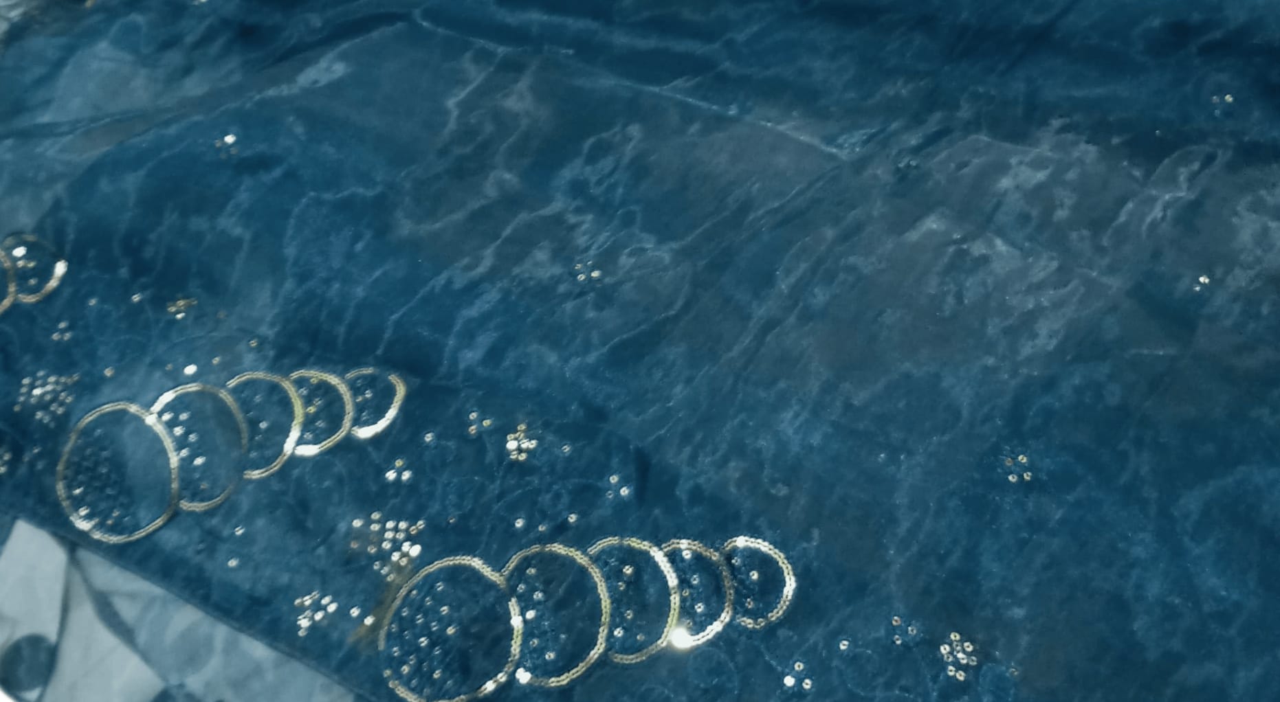 Midnight Blue Embroidered Organza Saree - View 4