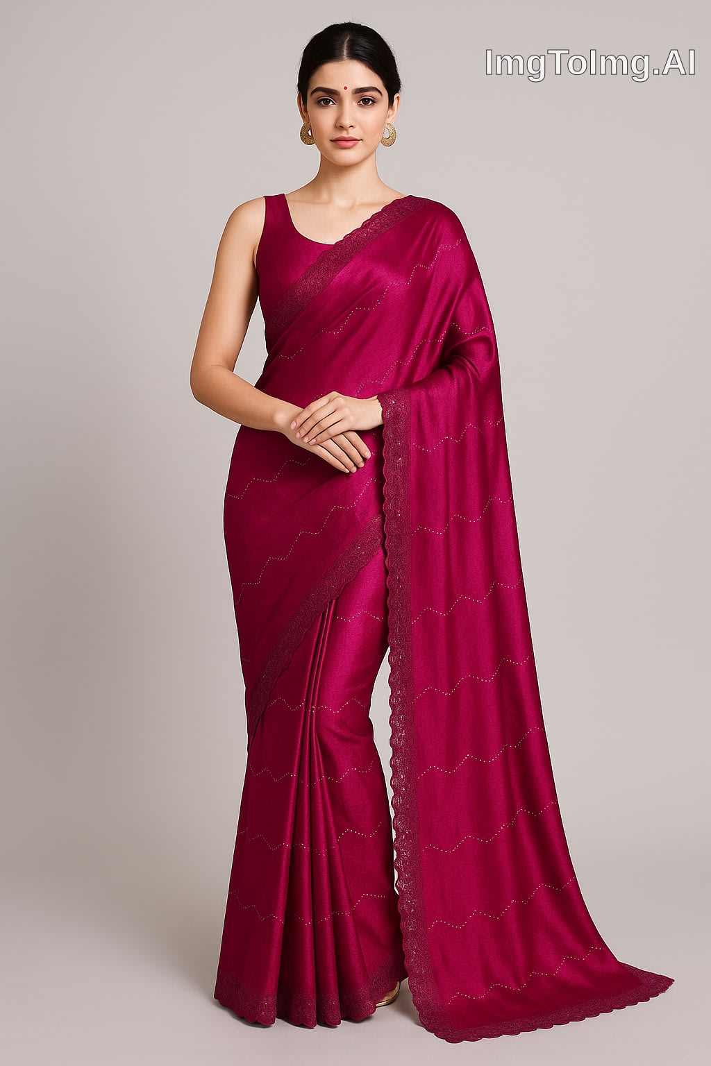 Designer Jimmy Choo Saree with Cut work border - View 2