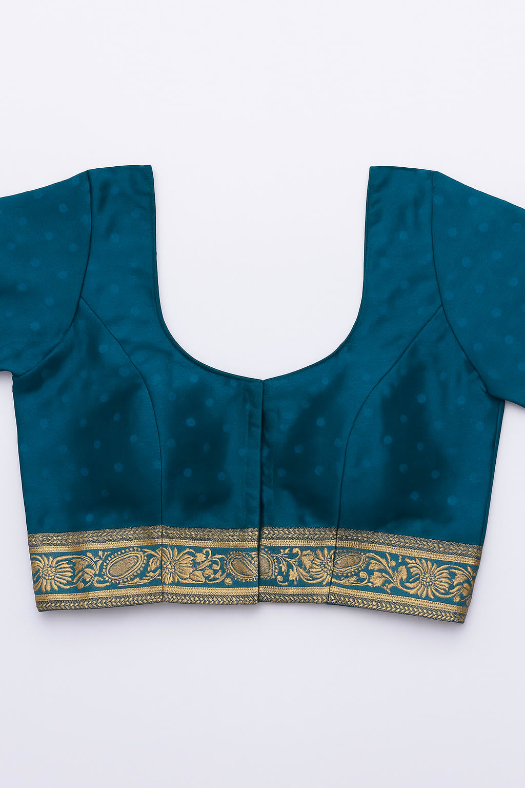 Emerald Turquoise Blue Kanjeevaram Silk Saree with Intricate Golden Zari Work - View 6