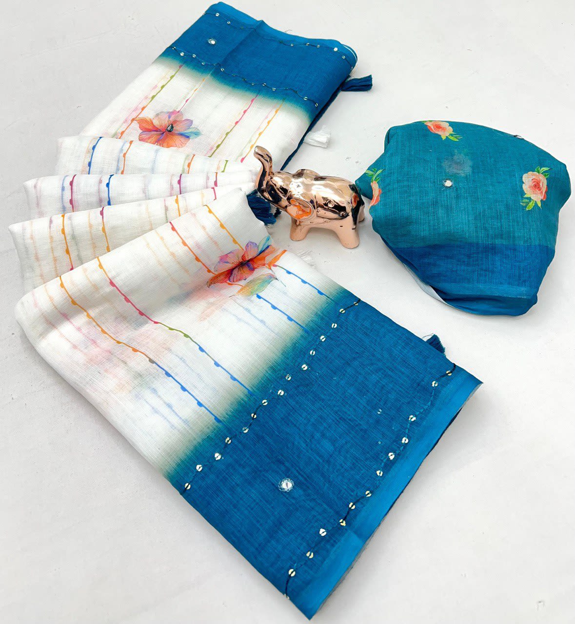 New Fancy Linen Printed Saree – Captown Collection