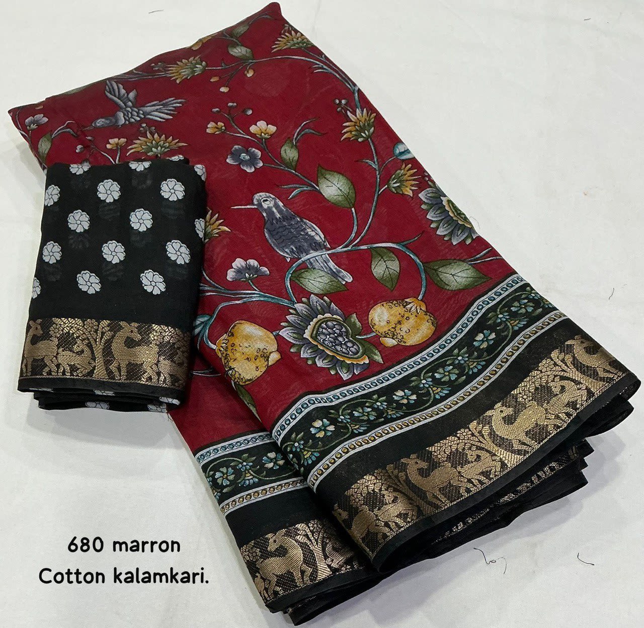 Trending Mangalgiri Style Cotton Kalamkari Saree