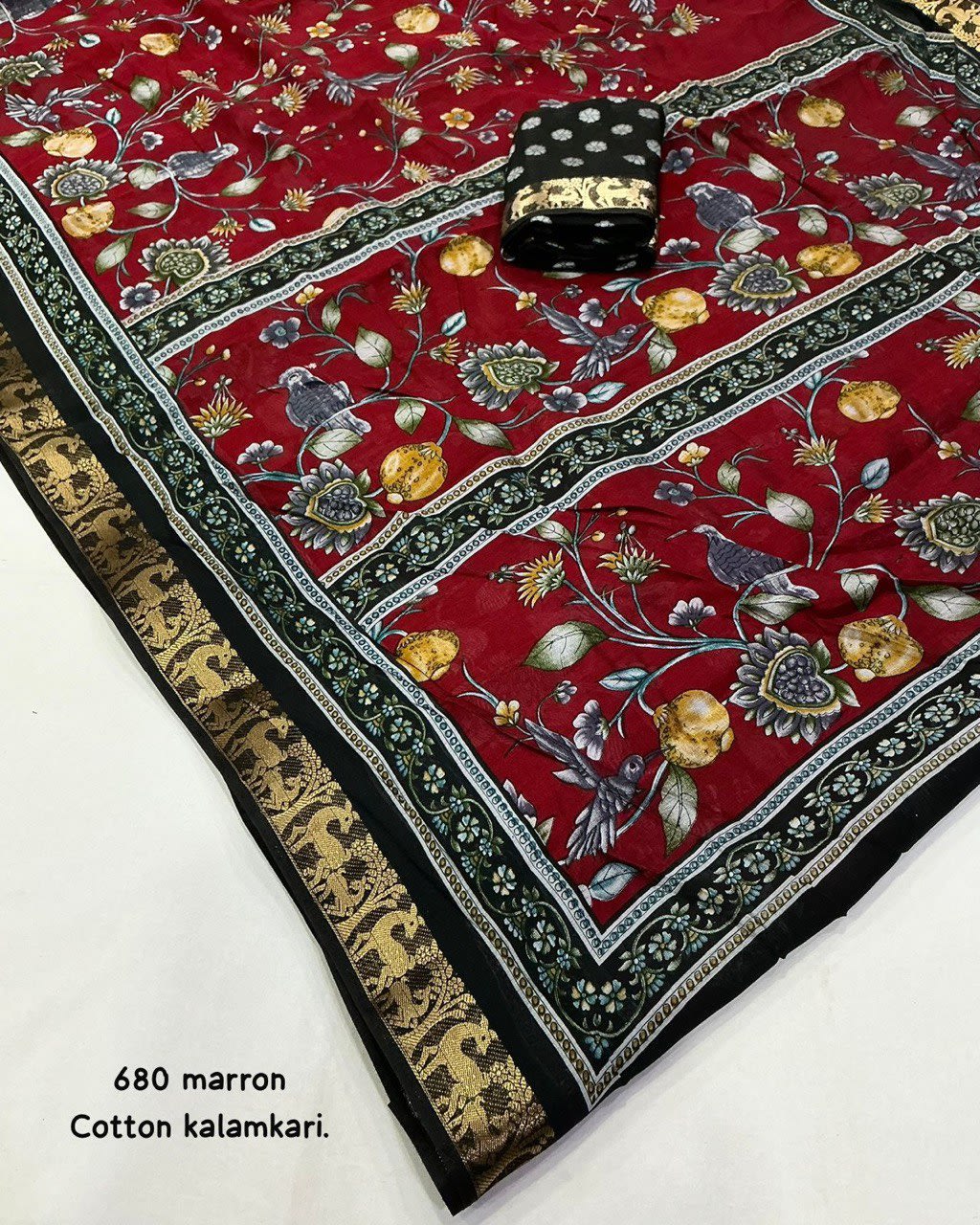 Trending Mangalgiri Style Cotton Kalamkari Saree