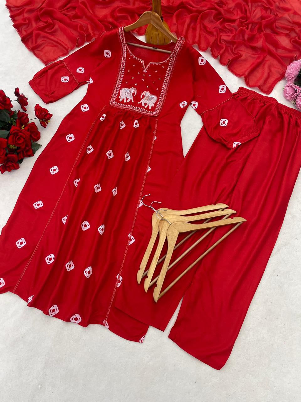 Heavy Rayon Suit Set with Dupatta