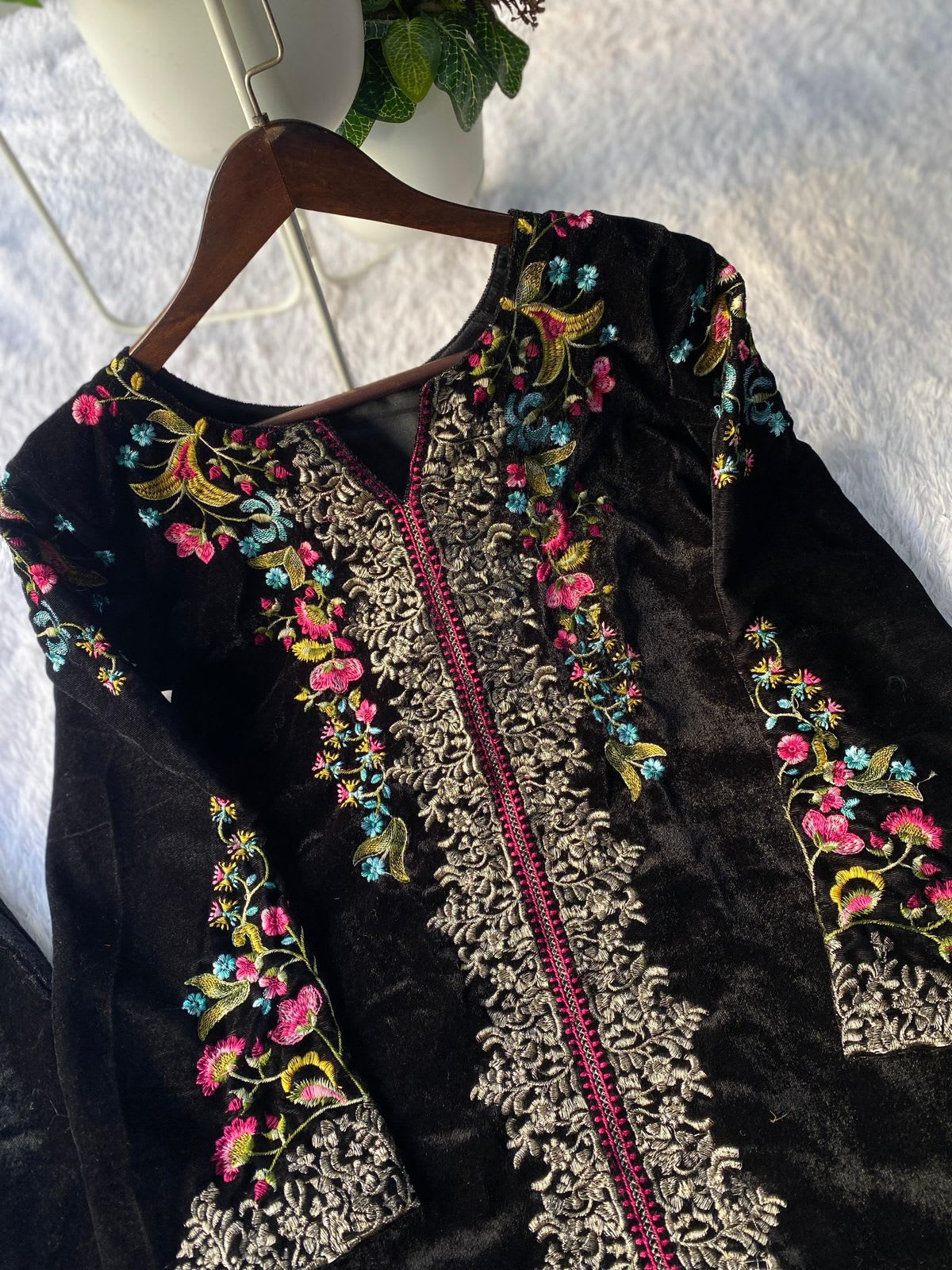 Winter Special Velvet Designer Co-Ord Set - View 2