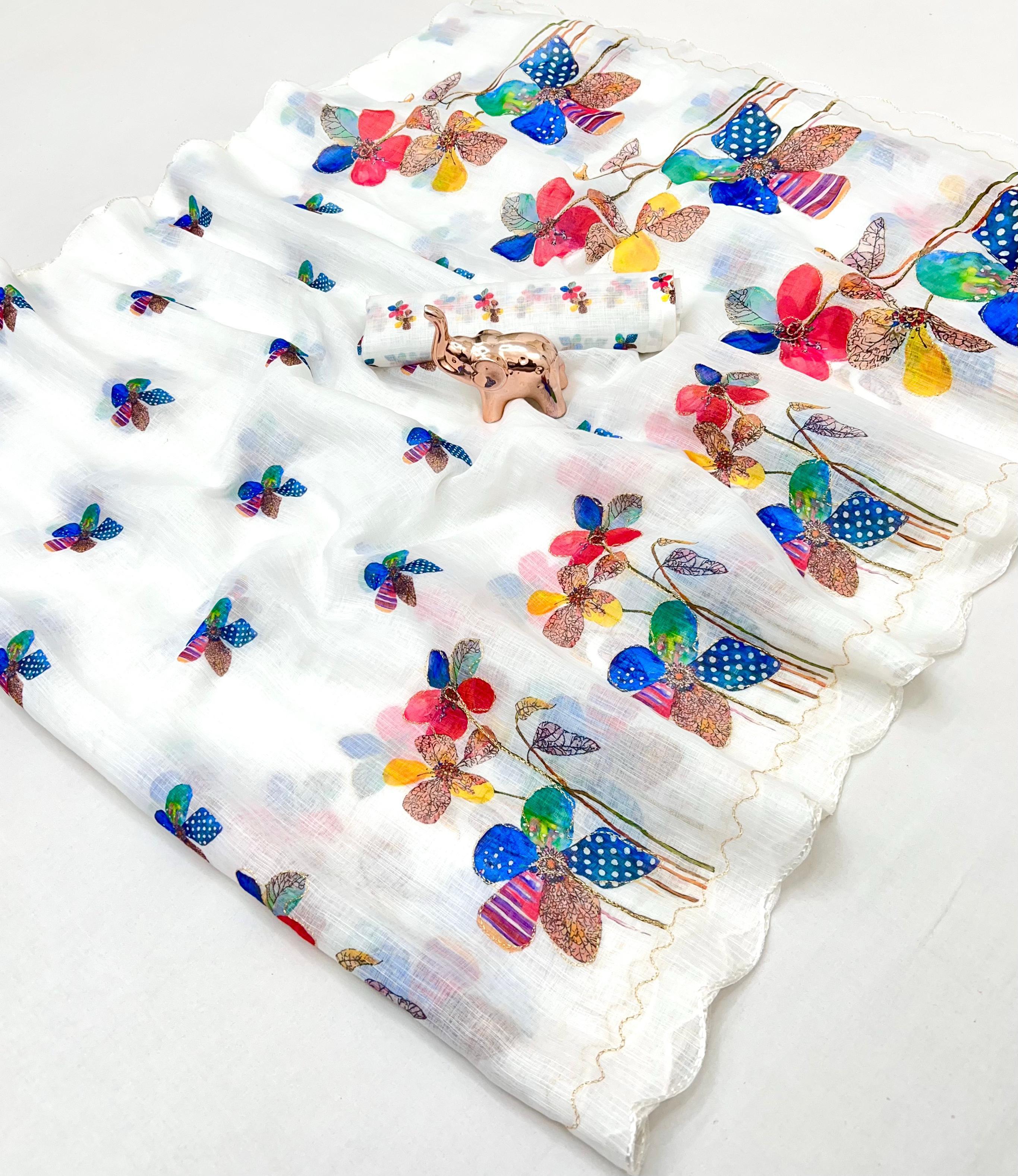 Linen Aari – Elegant Linen Saree - View 2