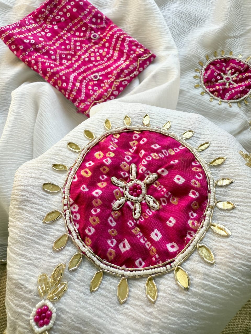 Pure Crush Georgette Chiffon Saree with Zardozi Handwork - View 2