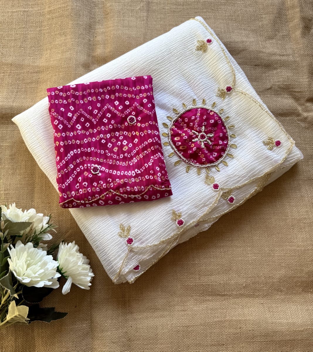 Pure Crush Georgette Chiffon Saree with Zardozi Handwork - View 4