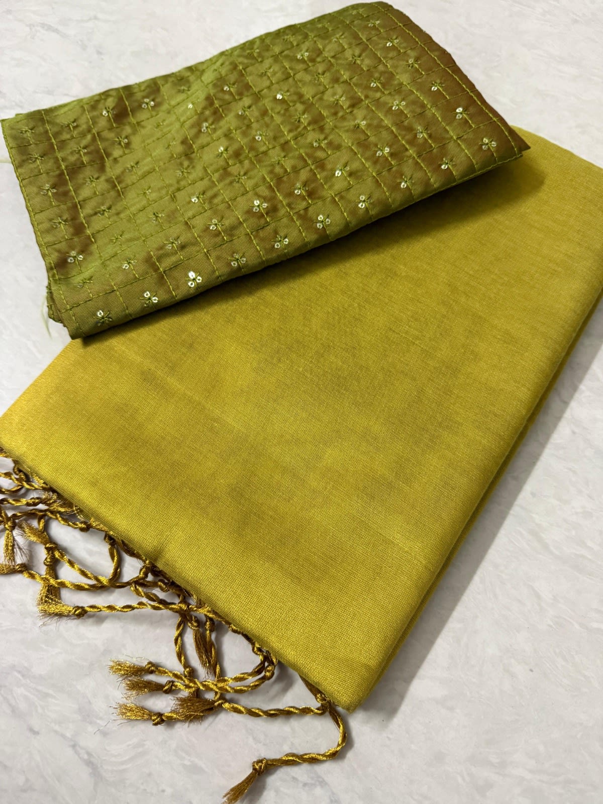 Cotton Tissue Silk Saree with Embellished Blouse - View 2