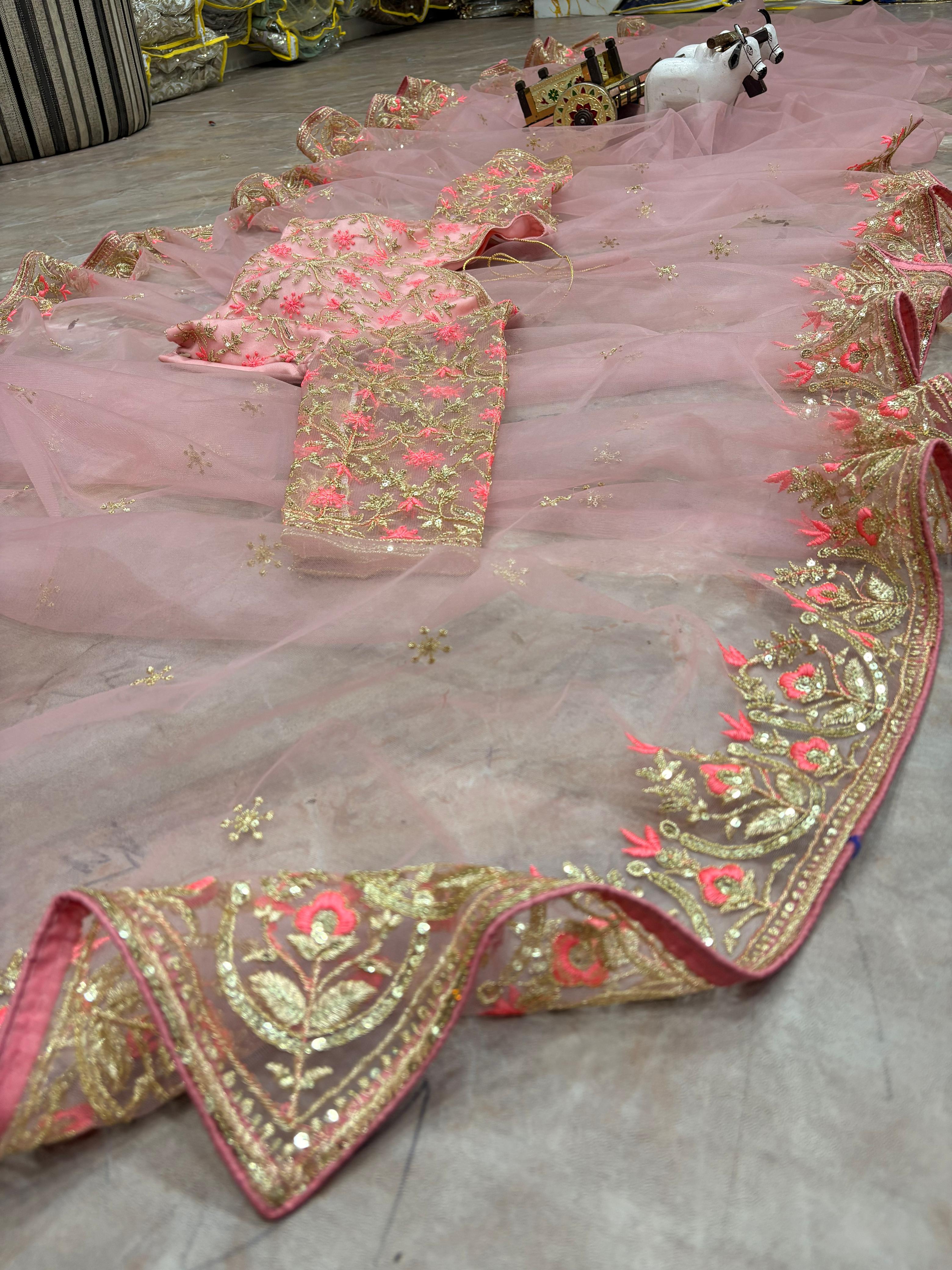 Butterfly Net Embroidered Saree - View 3