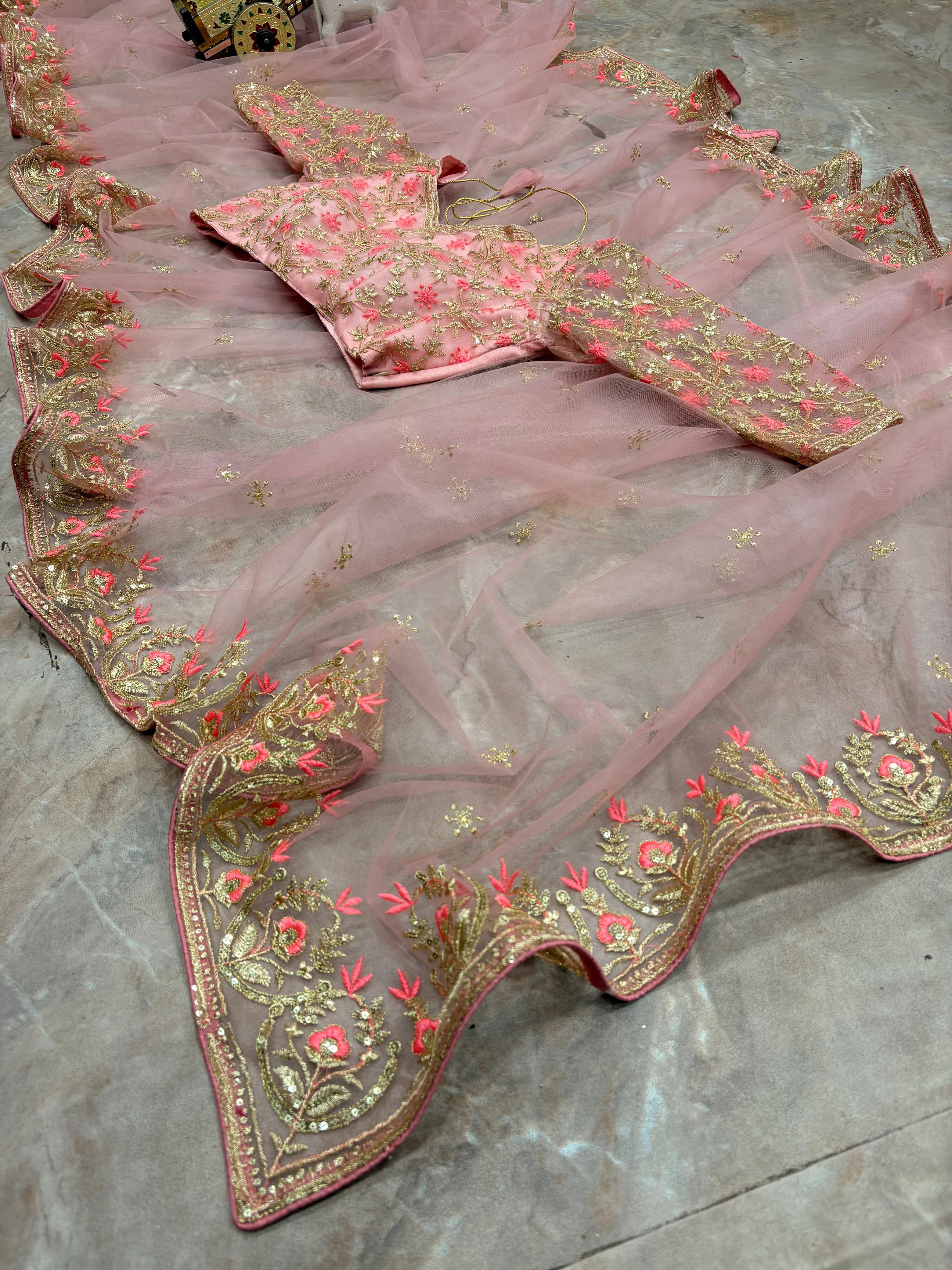 Butterfly Net Embroidered Saree - View 2
