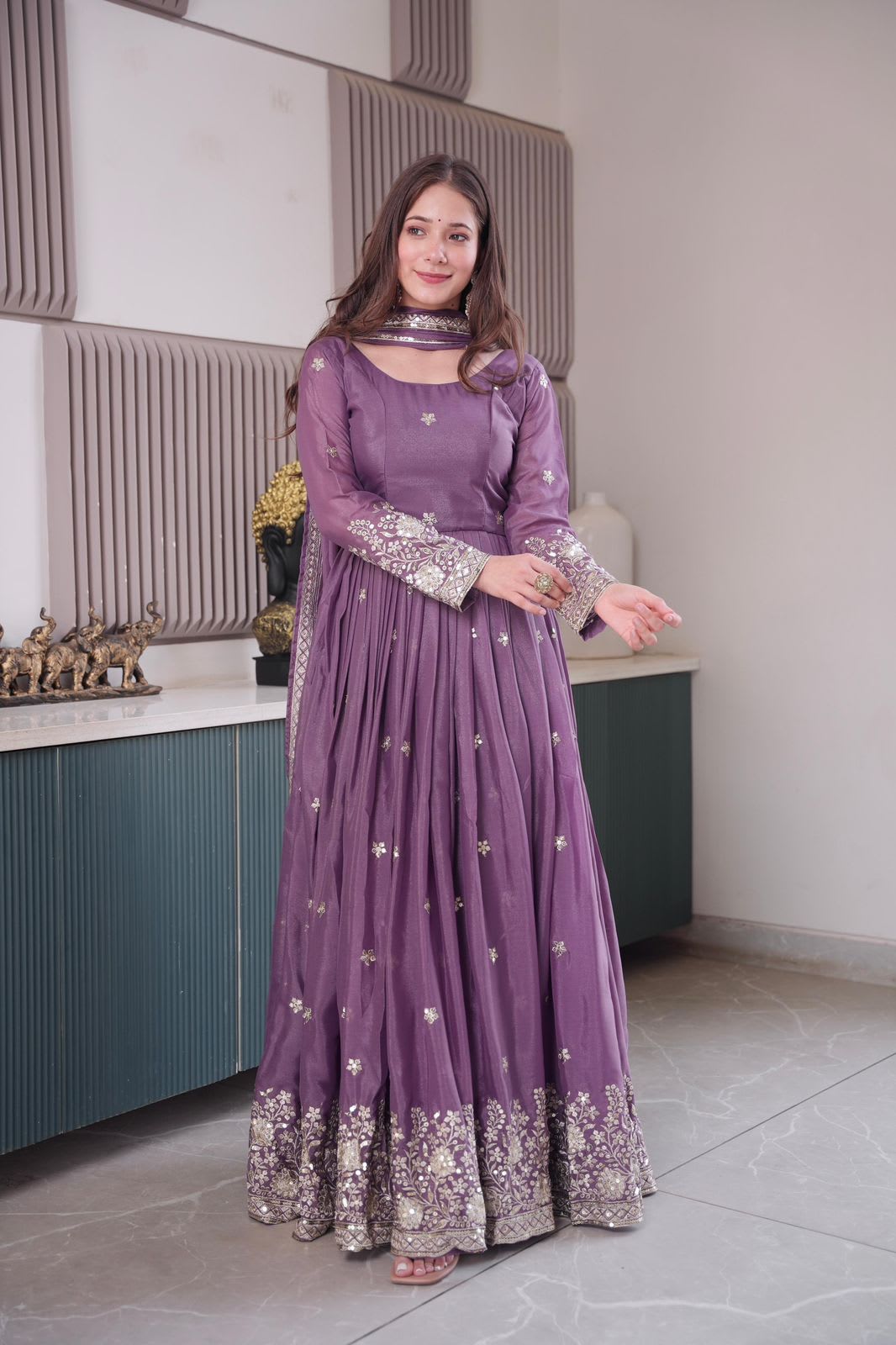Designer Embroidered Gown with Dupatta