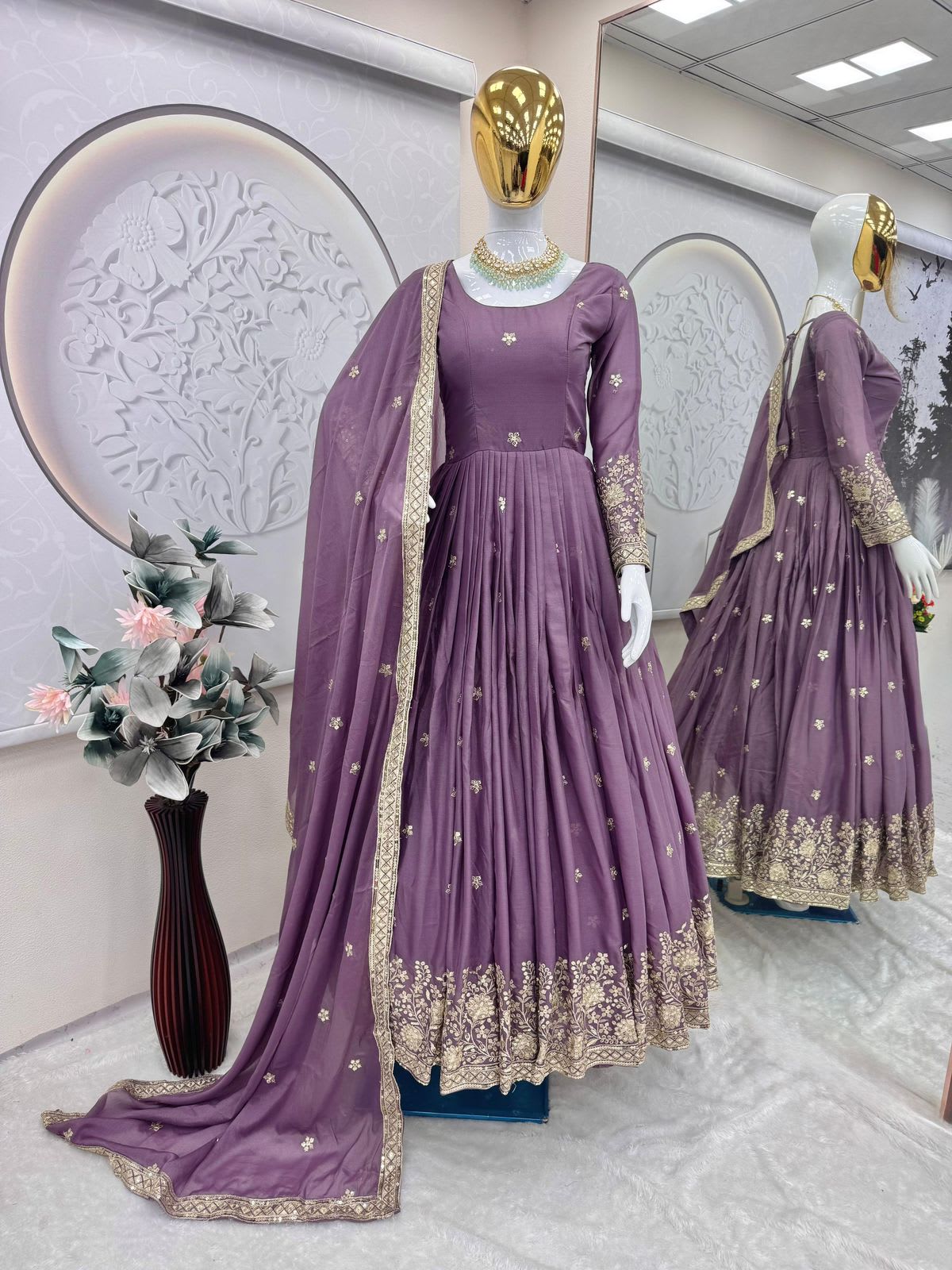 Designer Embroidered Gown with Dupatta