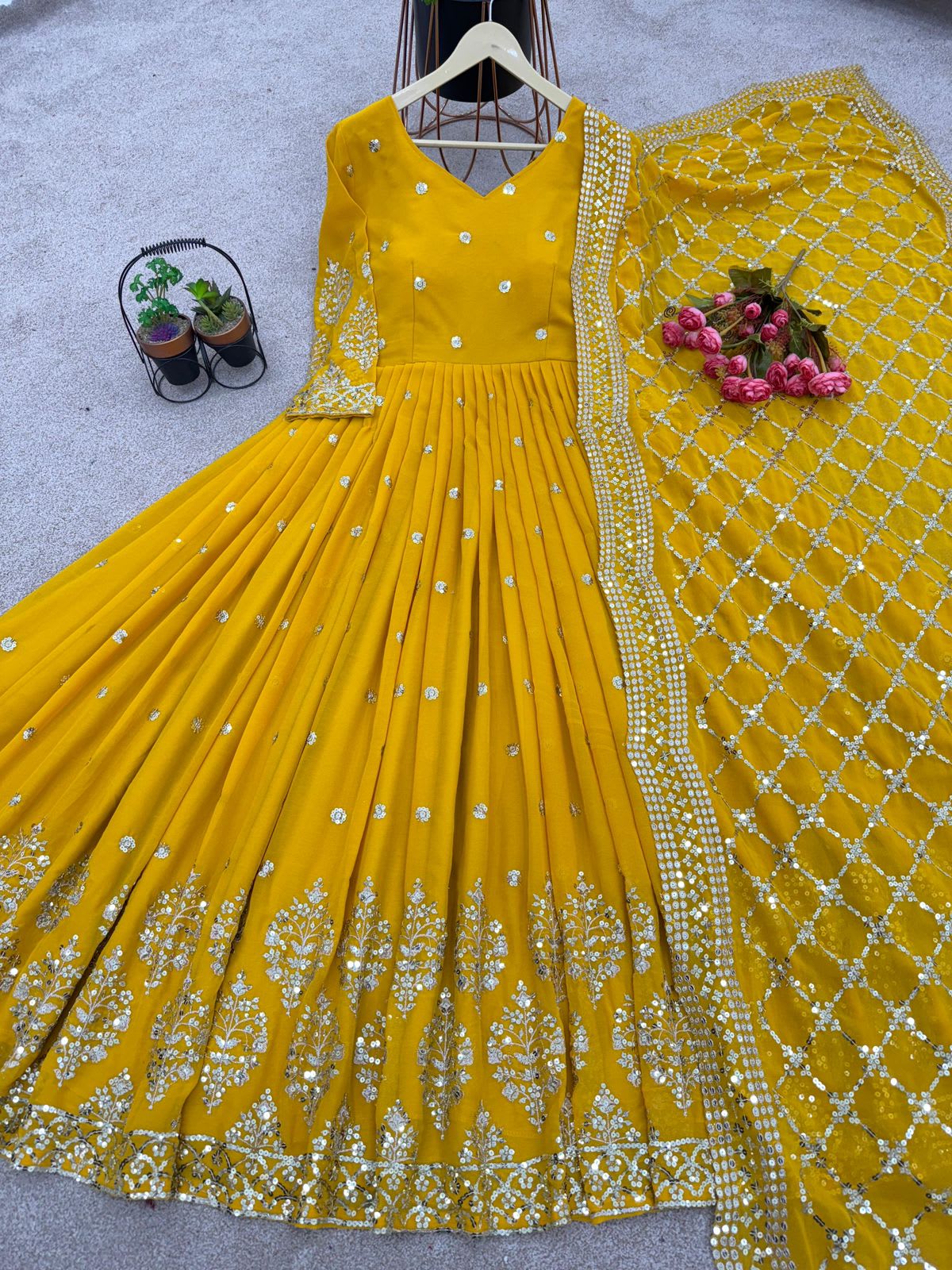 Elegant Embroidered Sequin Designer Anarkali - View 3