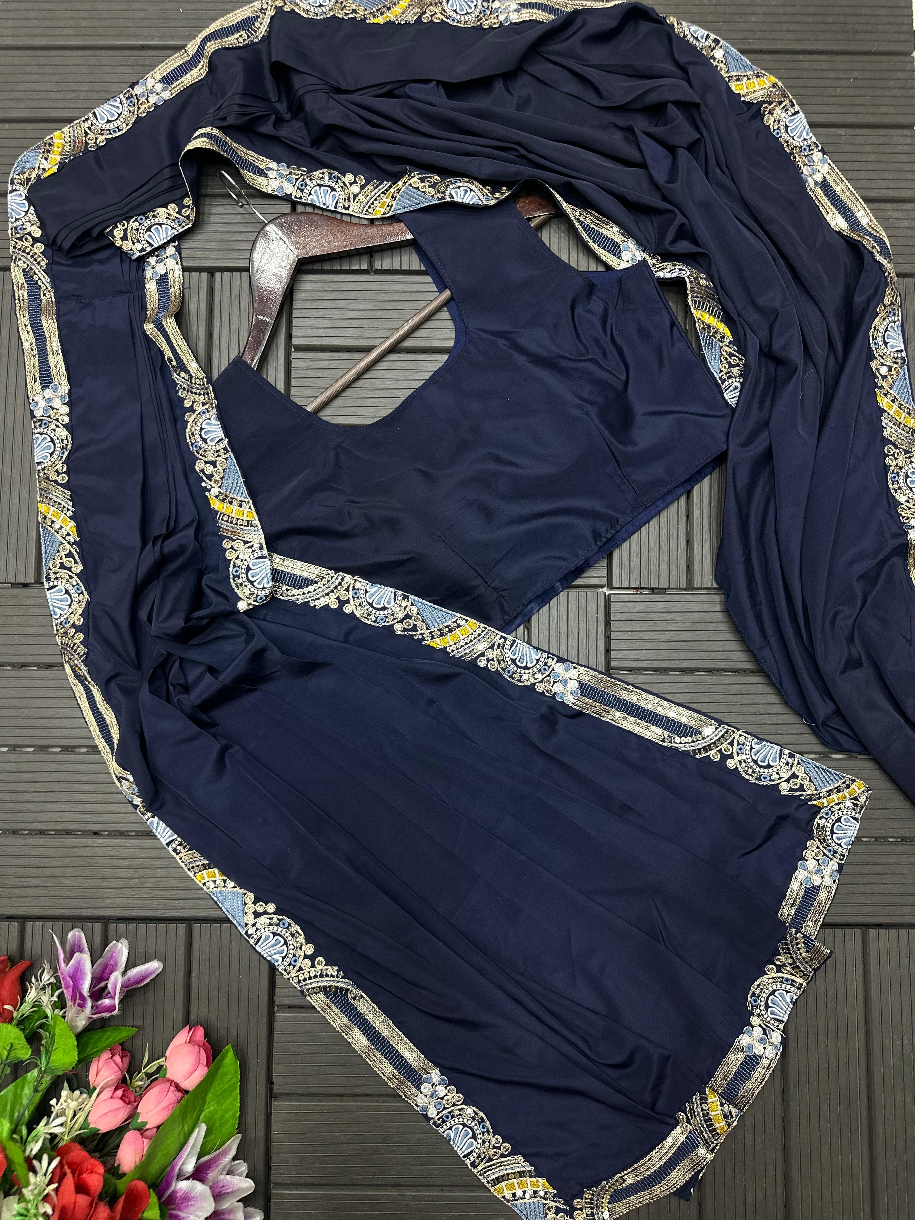 New Super Trending Ready-to-Wear Saree with Embroidered Koti - View 6