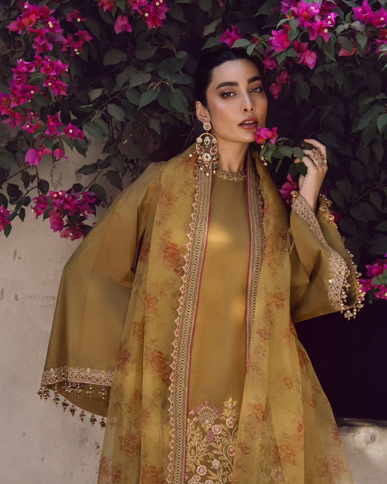 New Designer Collection – French Crepe Silk Top, Farshi Pant & Dupatta Set