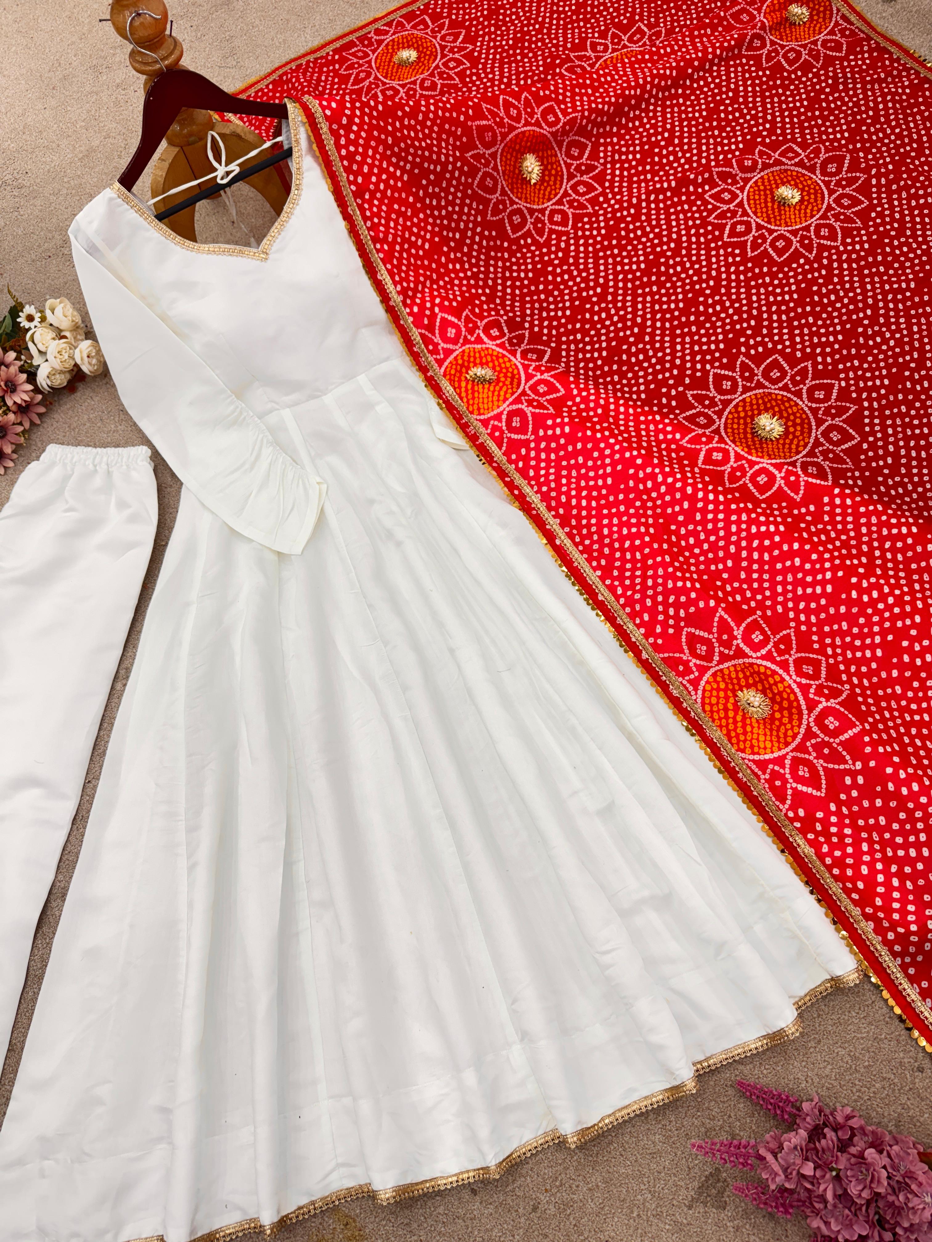 Designer Roman Silk Gown Set with Dupatta - View 7