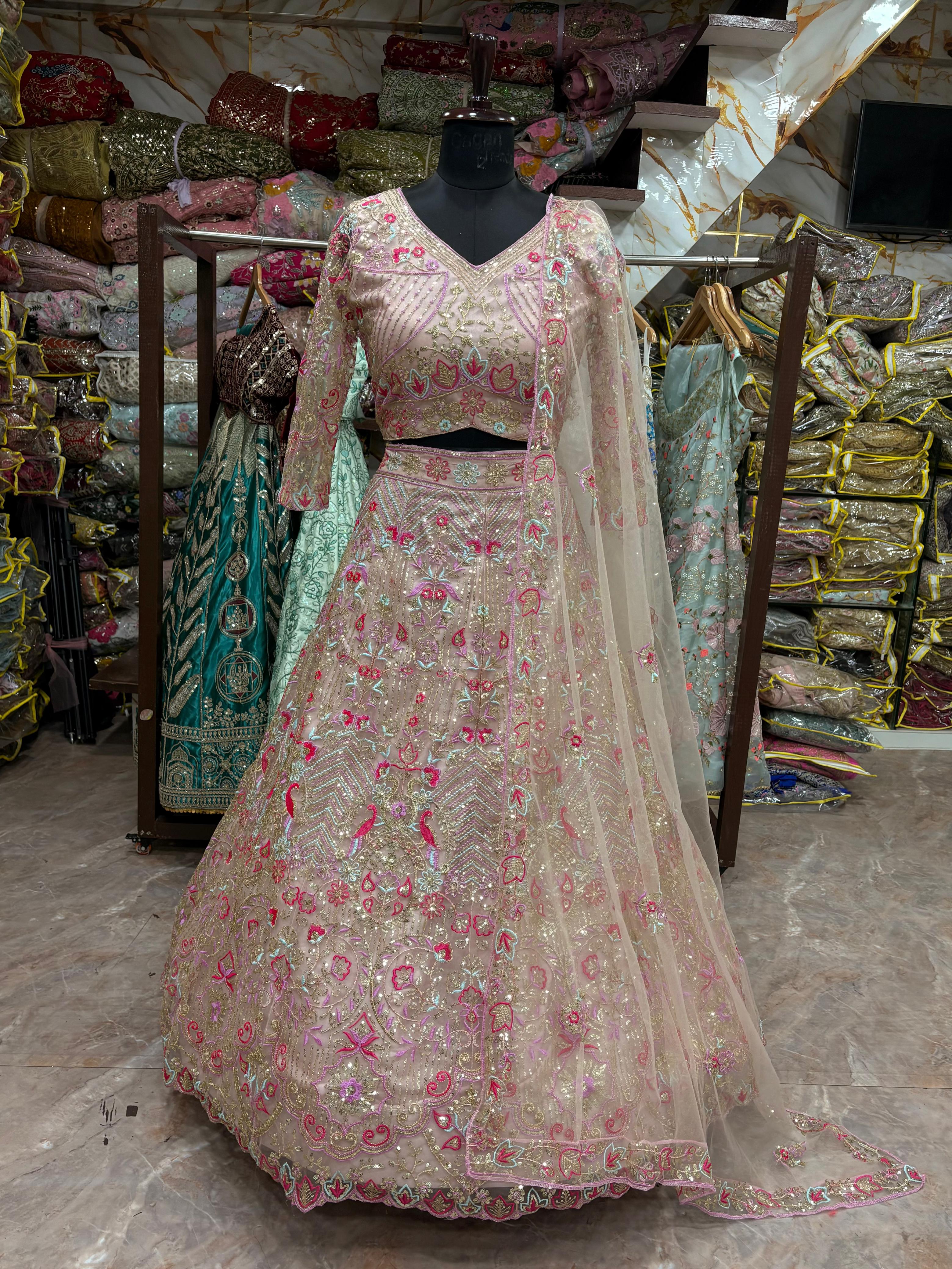 Launching – 4 Meter Flared Premium Butterfly Net Lehenga - View 3