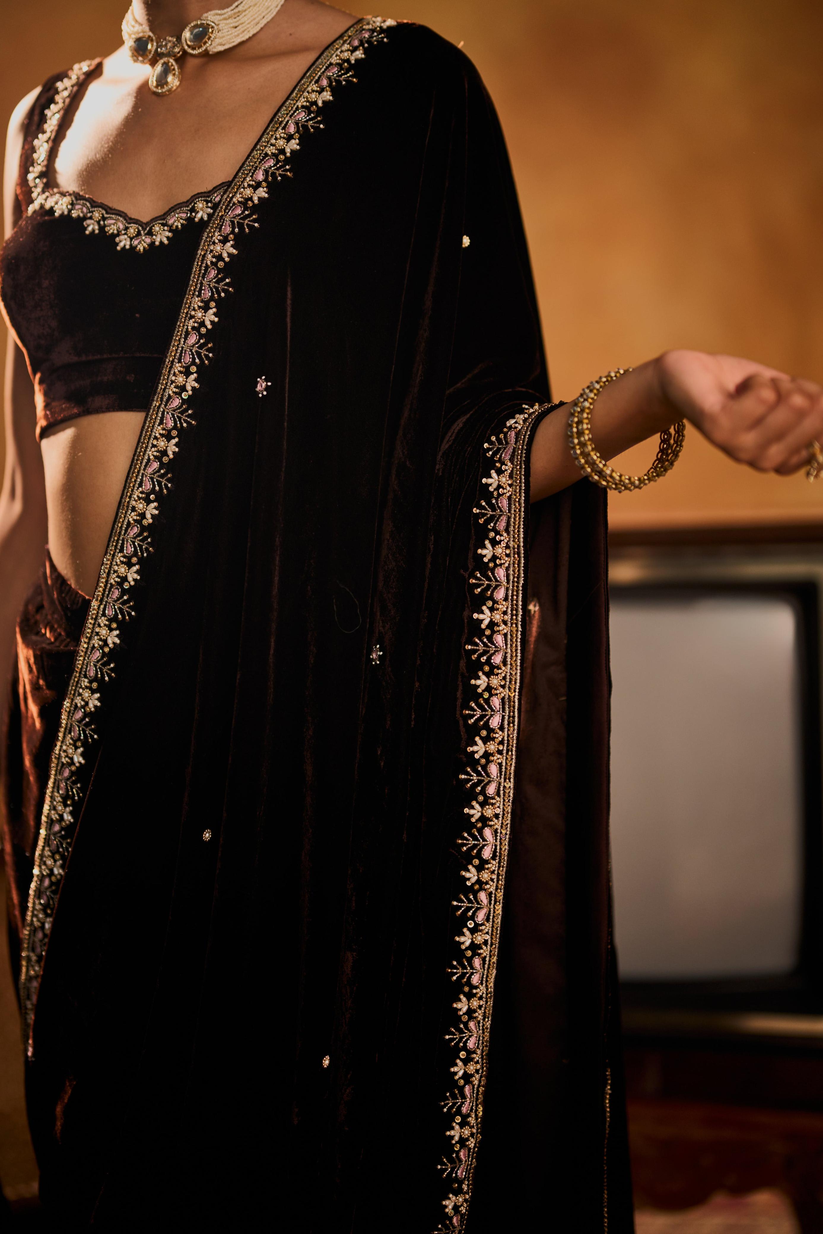 Wedding Special Superhit Velvet Saree Collection - View 6