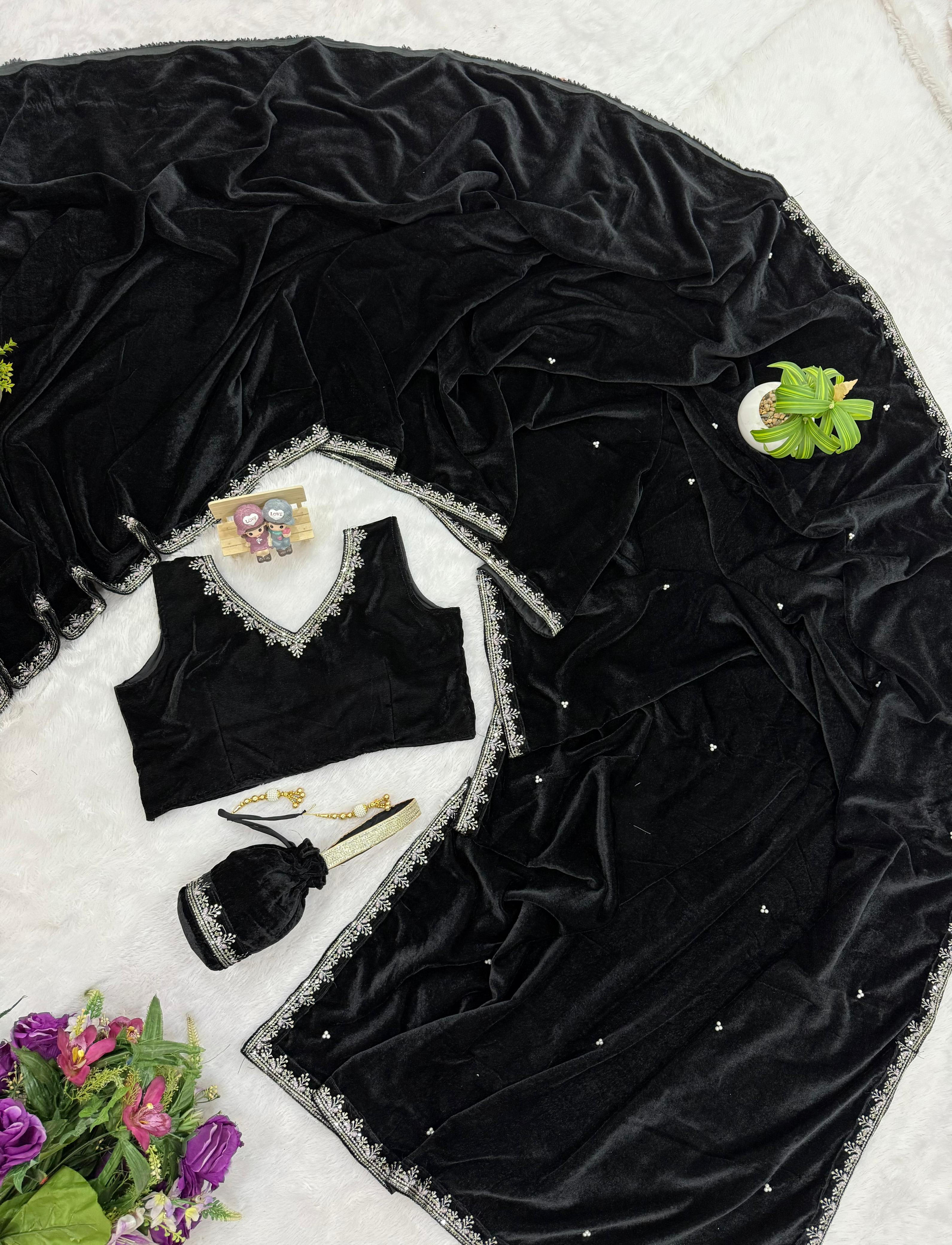 Wedding Special Superhit Velvet Saree Collection - View 8