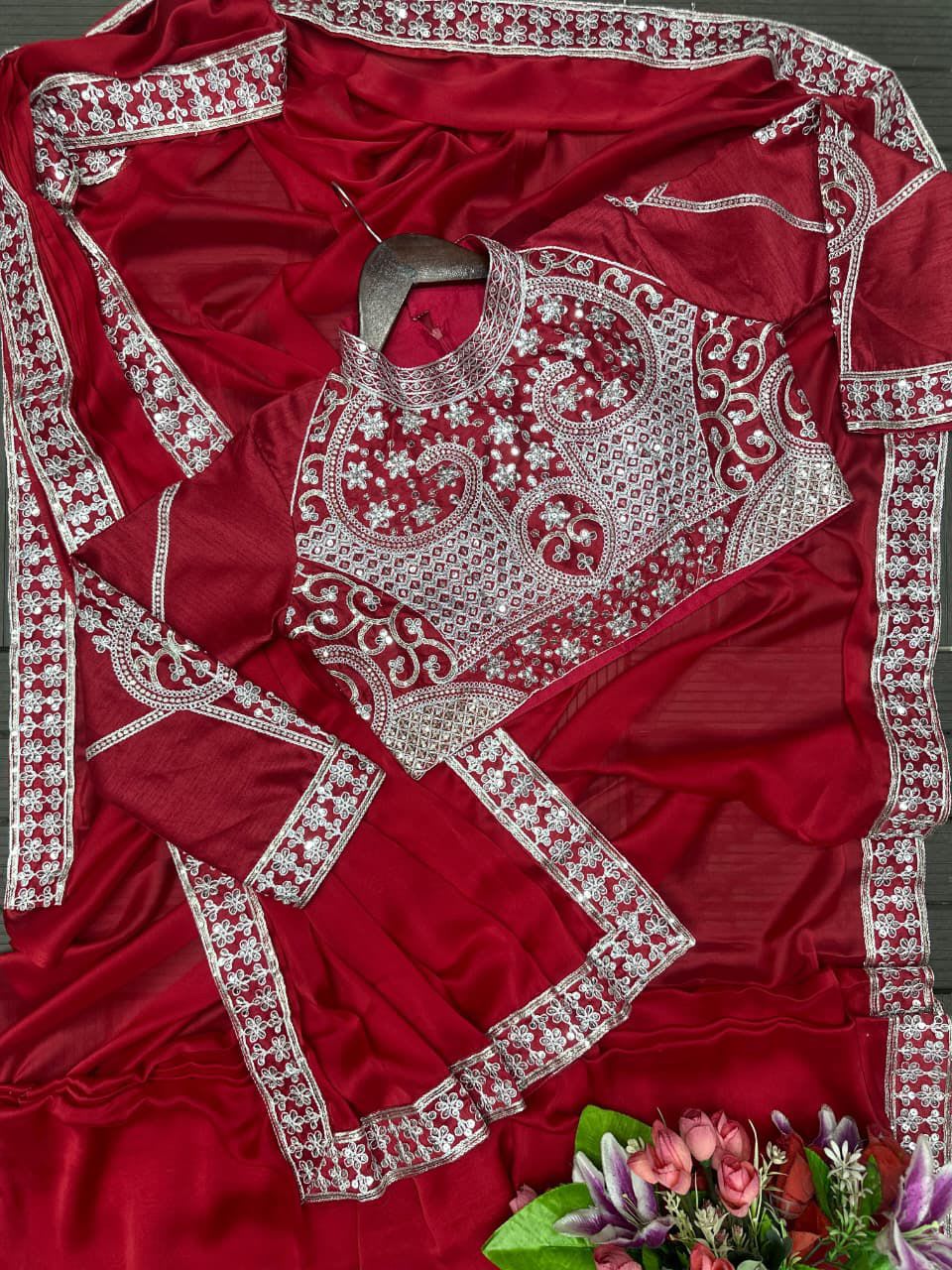 New Super Trending Ready-to-Wear Saree with Embroidered Blouse