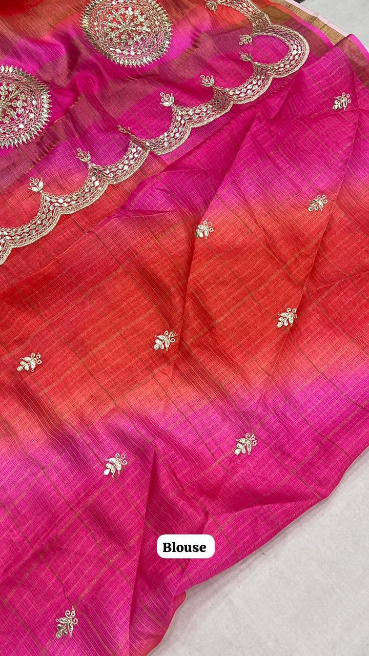 Kota Doriya Cotton Saree with Pita Zari Work - View 6